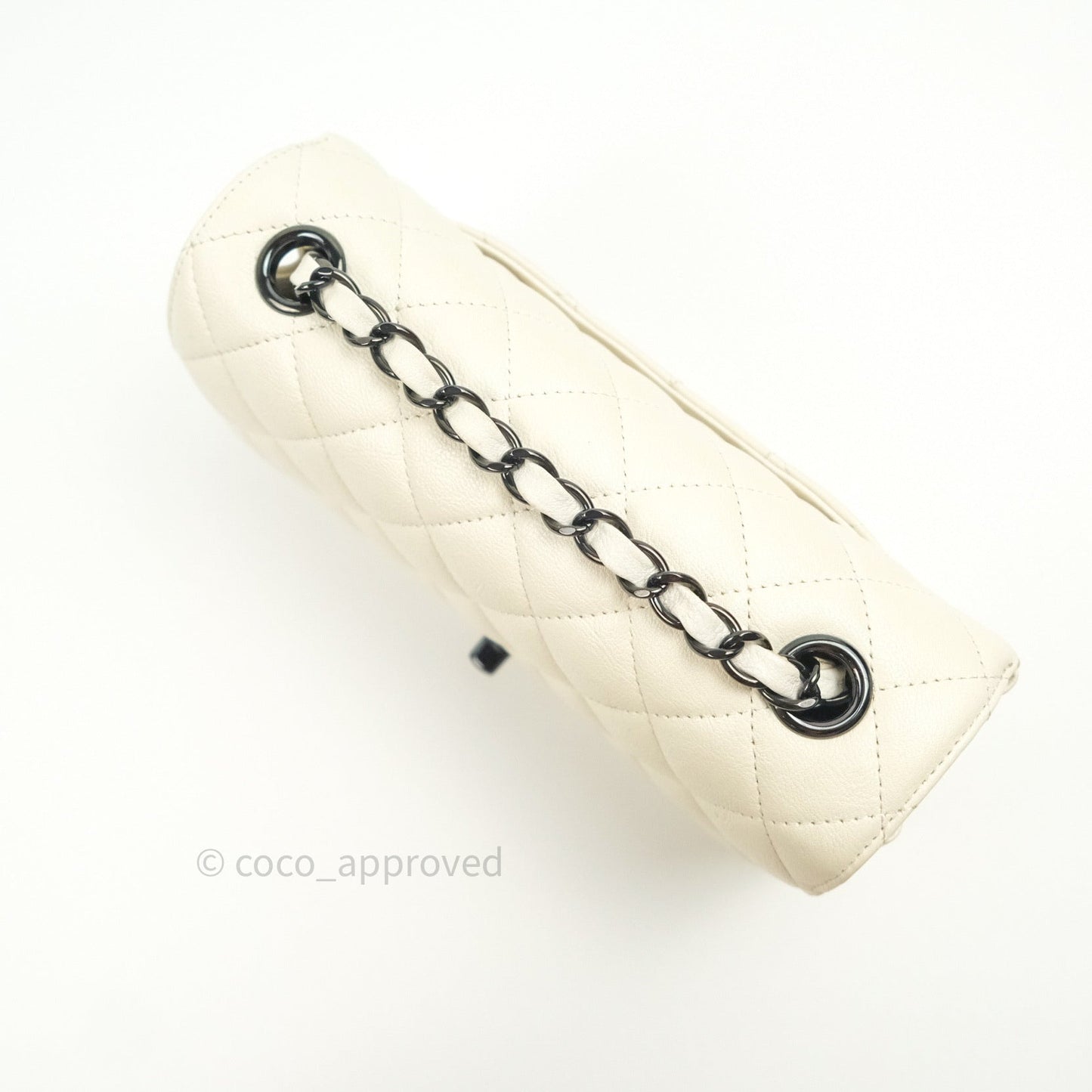 Chanel Quilted Mini Rectangular Flap Ivory Grained Calfskin Black Hardware