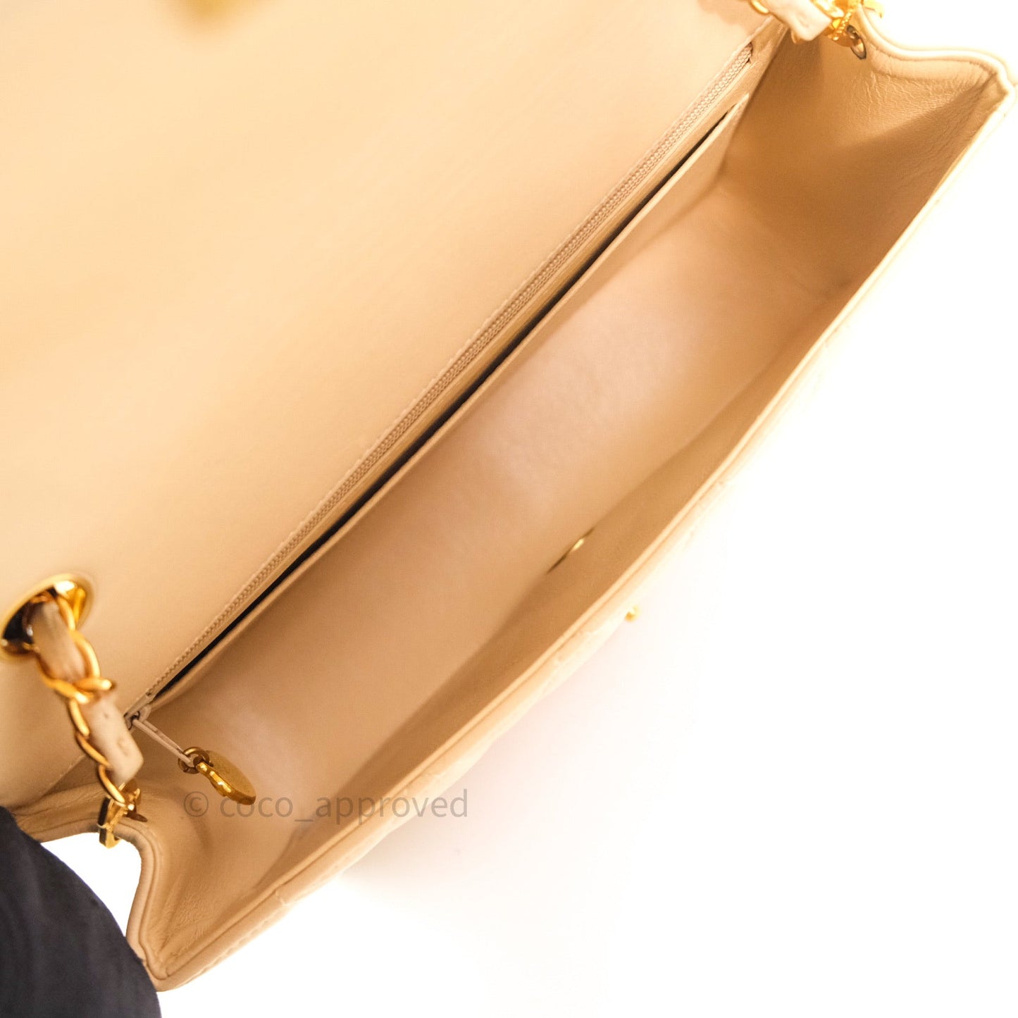 Chanel Diana Quilted Beige Lambskin Medium Vintage 24K Gold Hardware