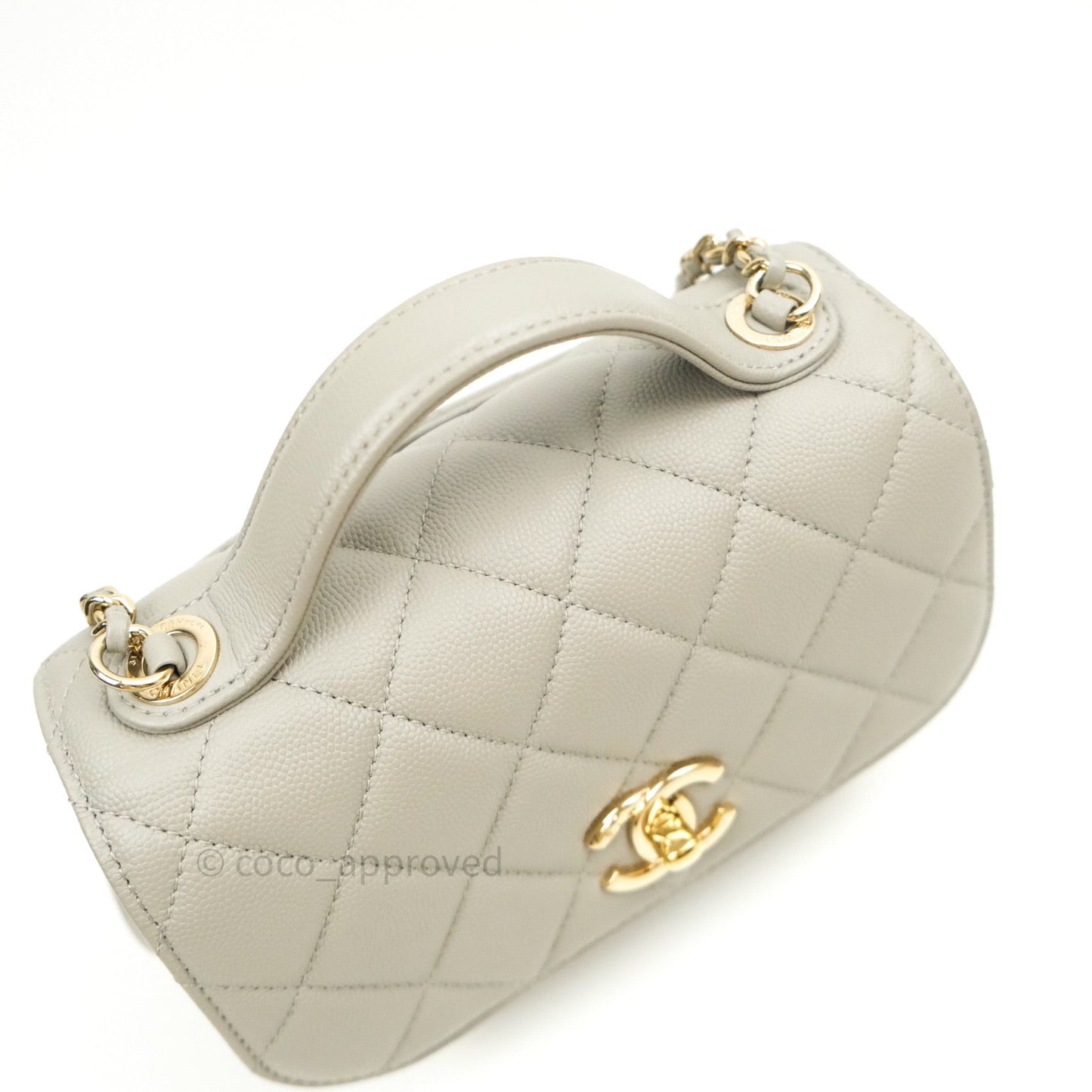 Chanel Quilted Small Business Affinity Flap Grey Caviar Light Gold Hardware