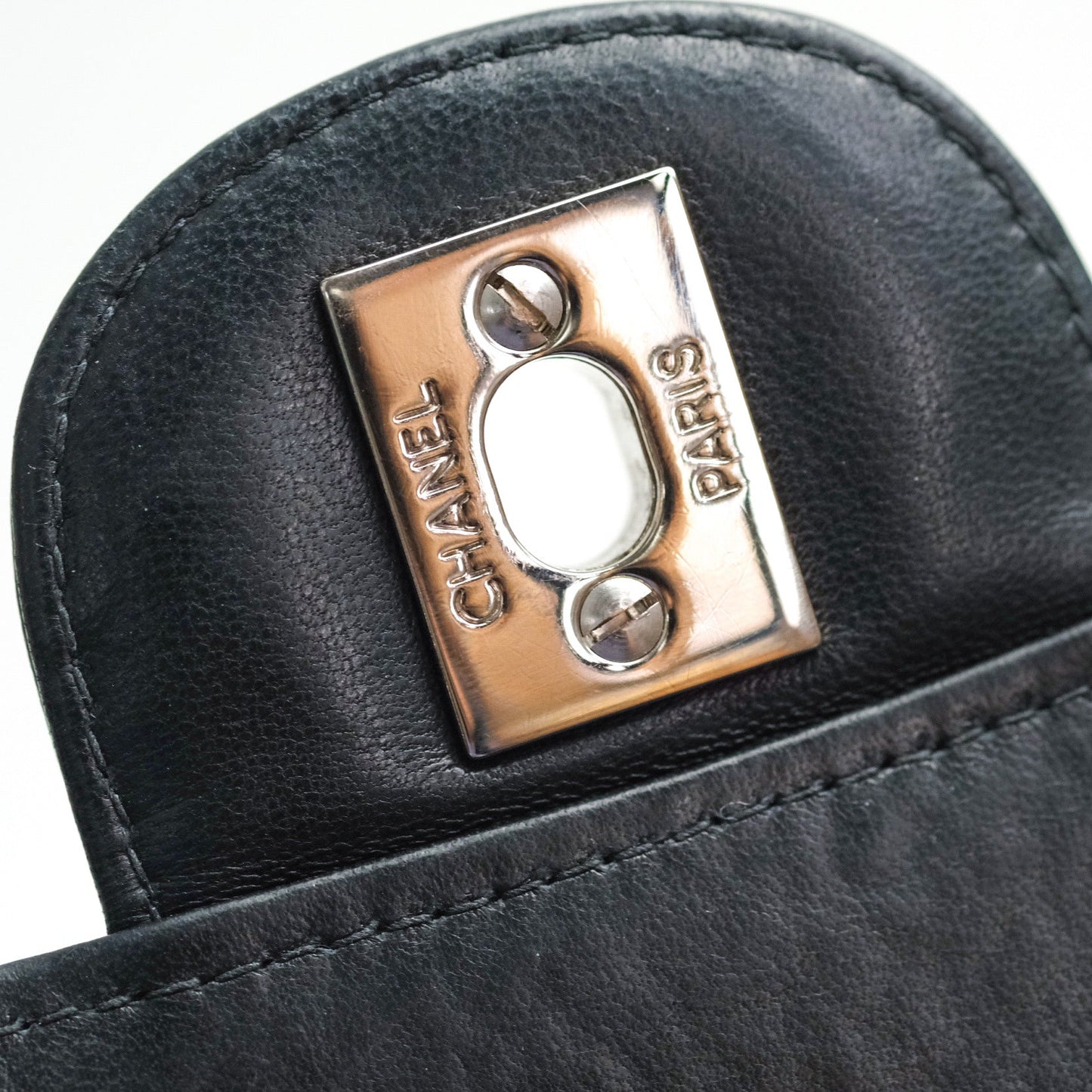 Chanel Classic Vintage Jumbo Single Flap Black Lambskin Silver Hardware