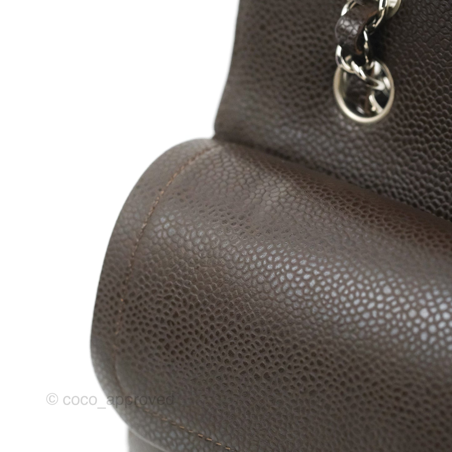 Chanel Classic M/L Medium Flap Quilted Dark Chocolate Brown Caviar Silver Hardware