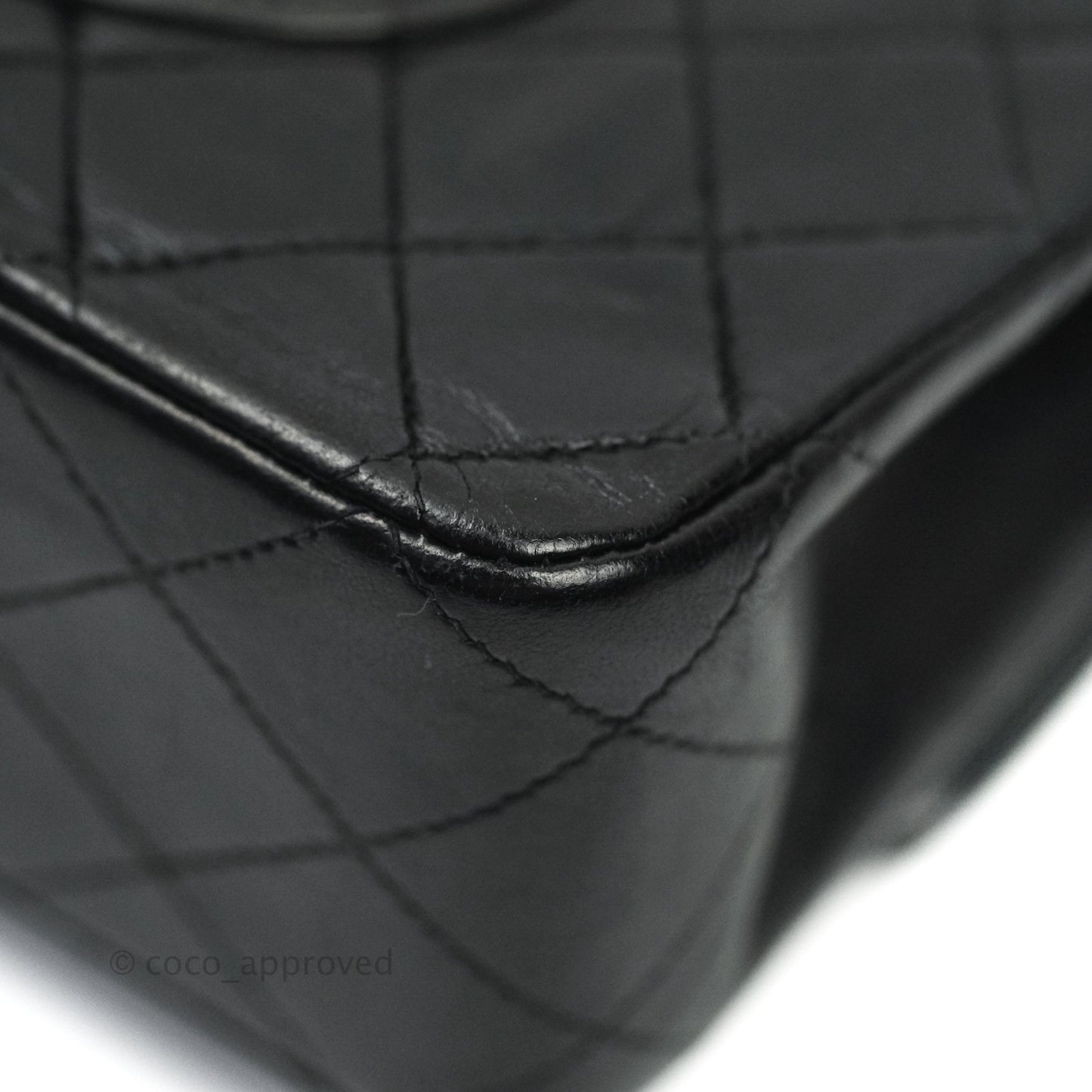 Chanel Vintage M/L Lambskin Medium Double Flap Bag Black
