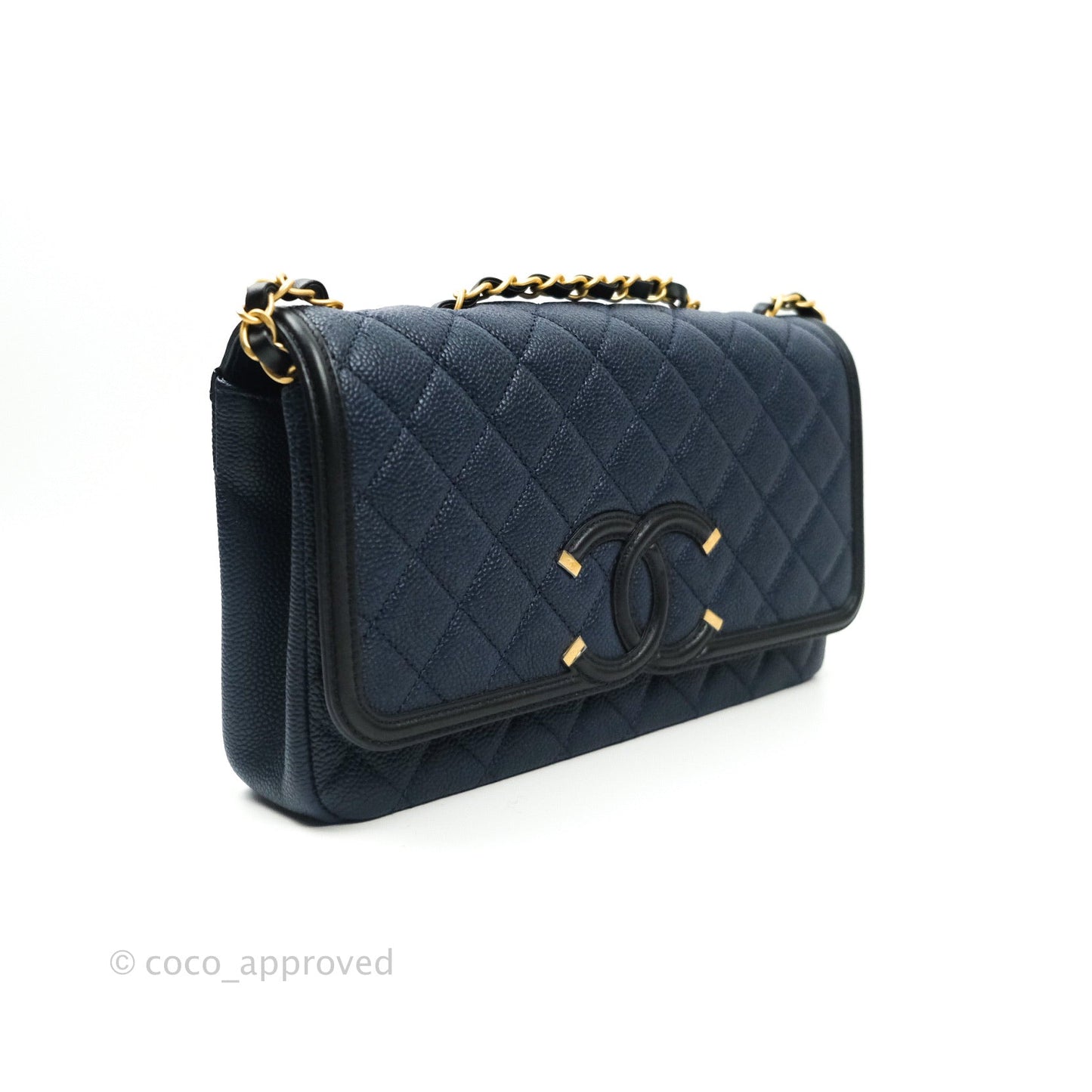 Chanel Quilted Medium CC Filigree Flap Navy Caviar