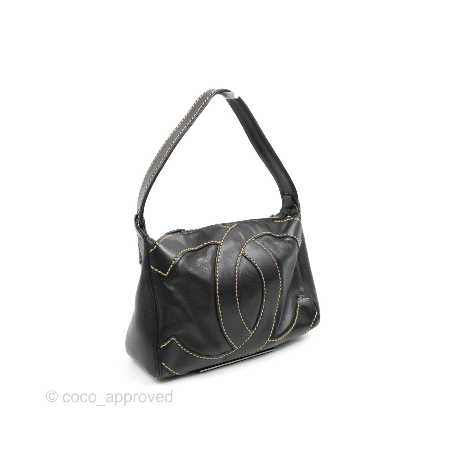 Chanel Vintage CC Shoulder Bag Black Calfskin