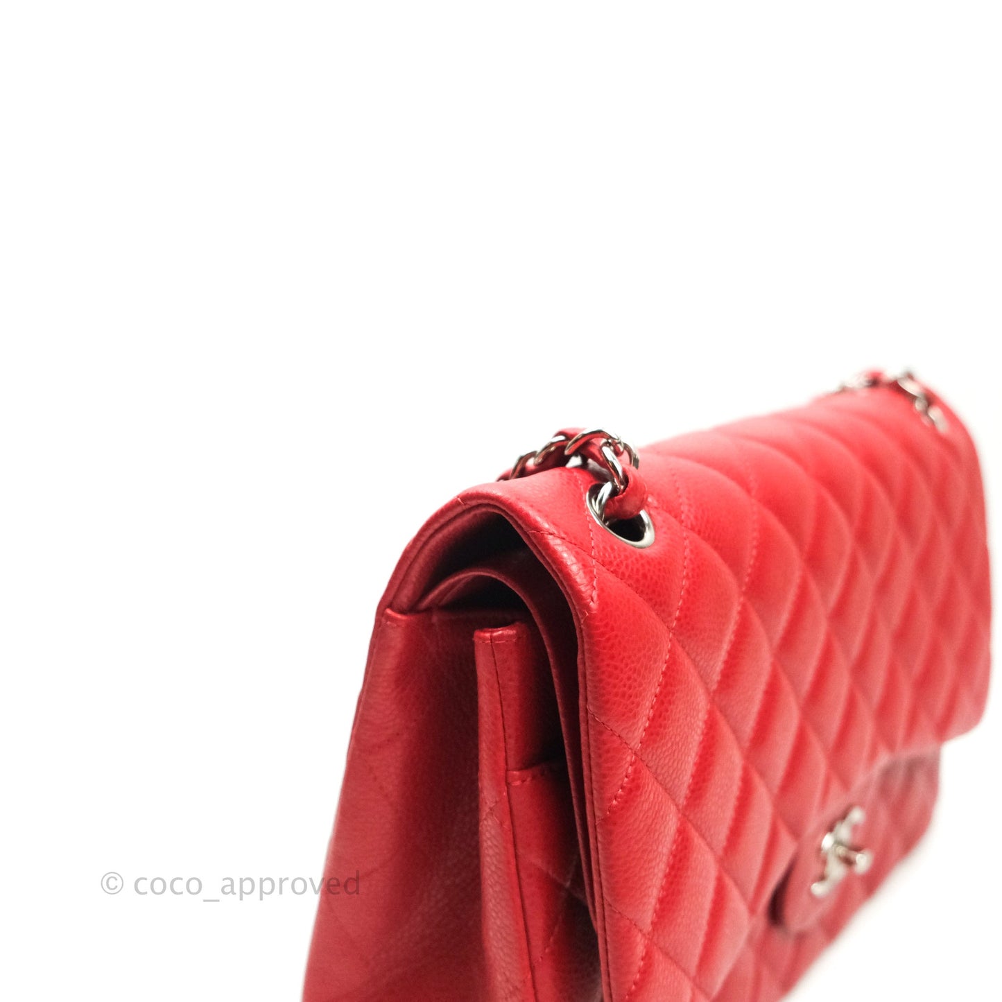 Chanel Classic Jumbo Double Flap Red Caviar Silver Hardware⁣⁣
