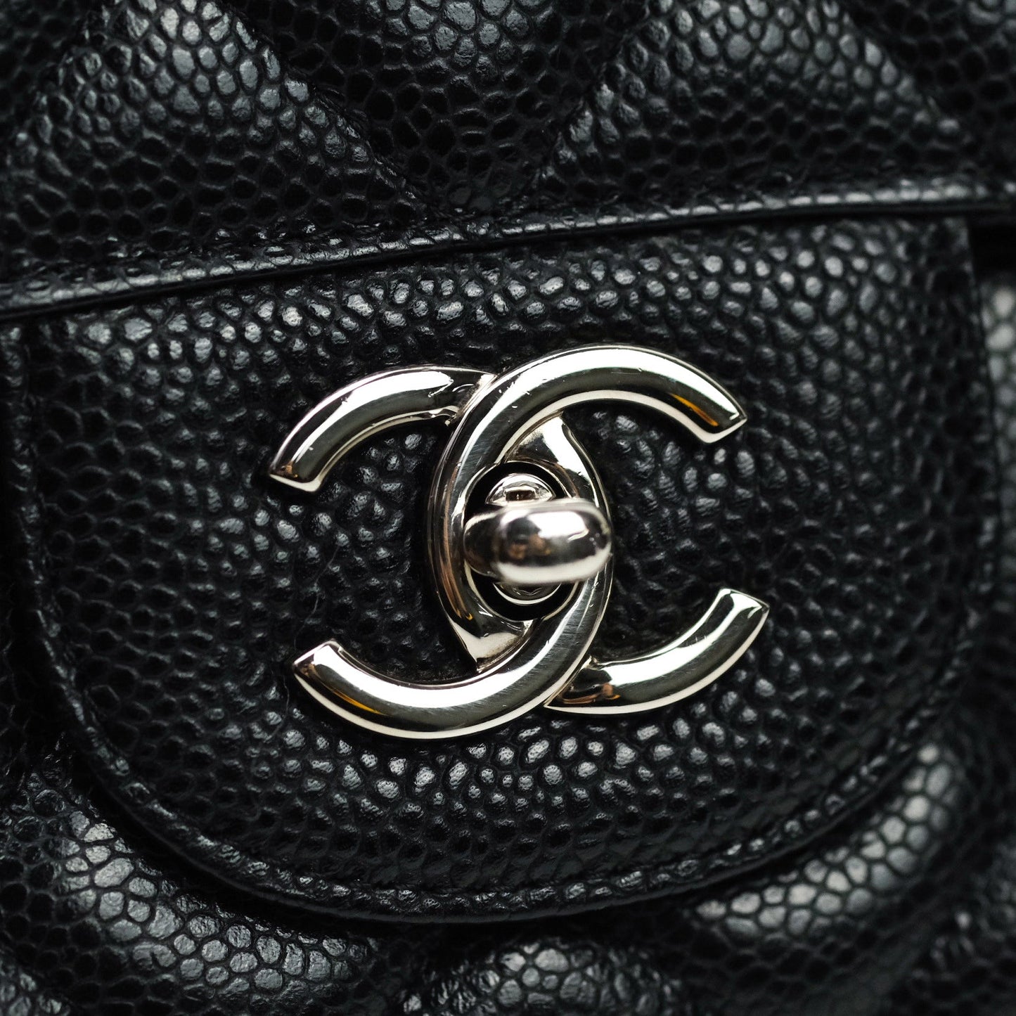 Chanel Quilted Maxi Single Flap Black Caviar Silver Hardware