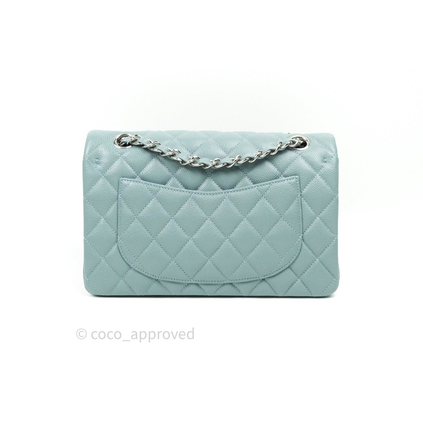 Chanel Classic Small S/M Flap Light Blue Caviar Silver Hardware 20B