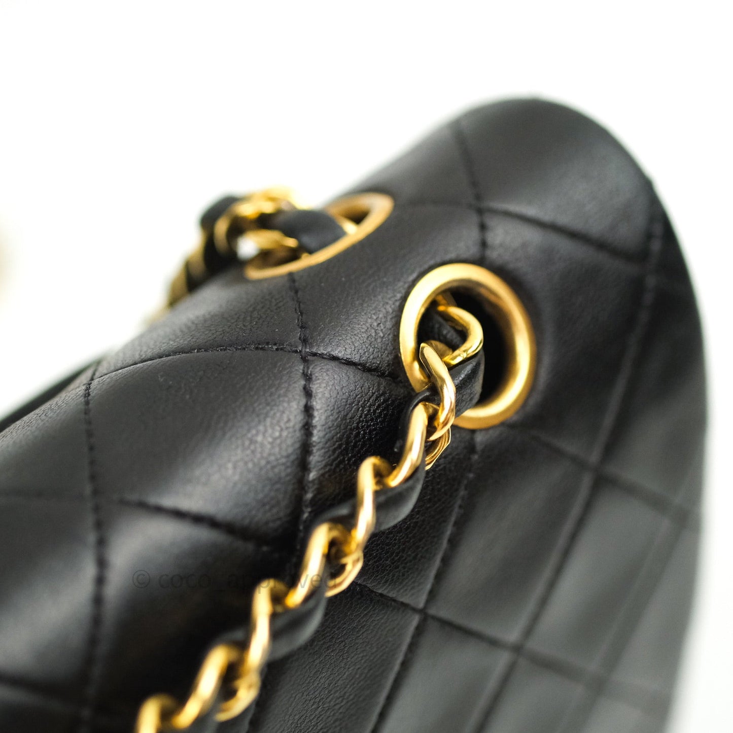 Chanel Classic Vintage Double Flap M/L Black Lambskin Gold Hardware