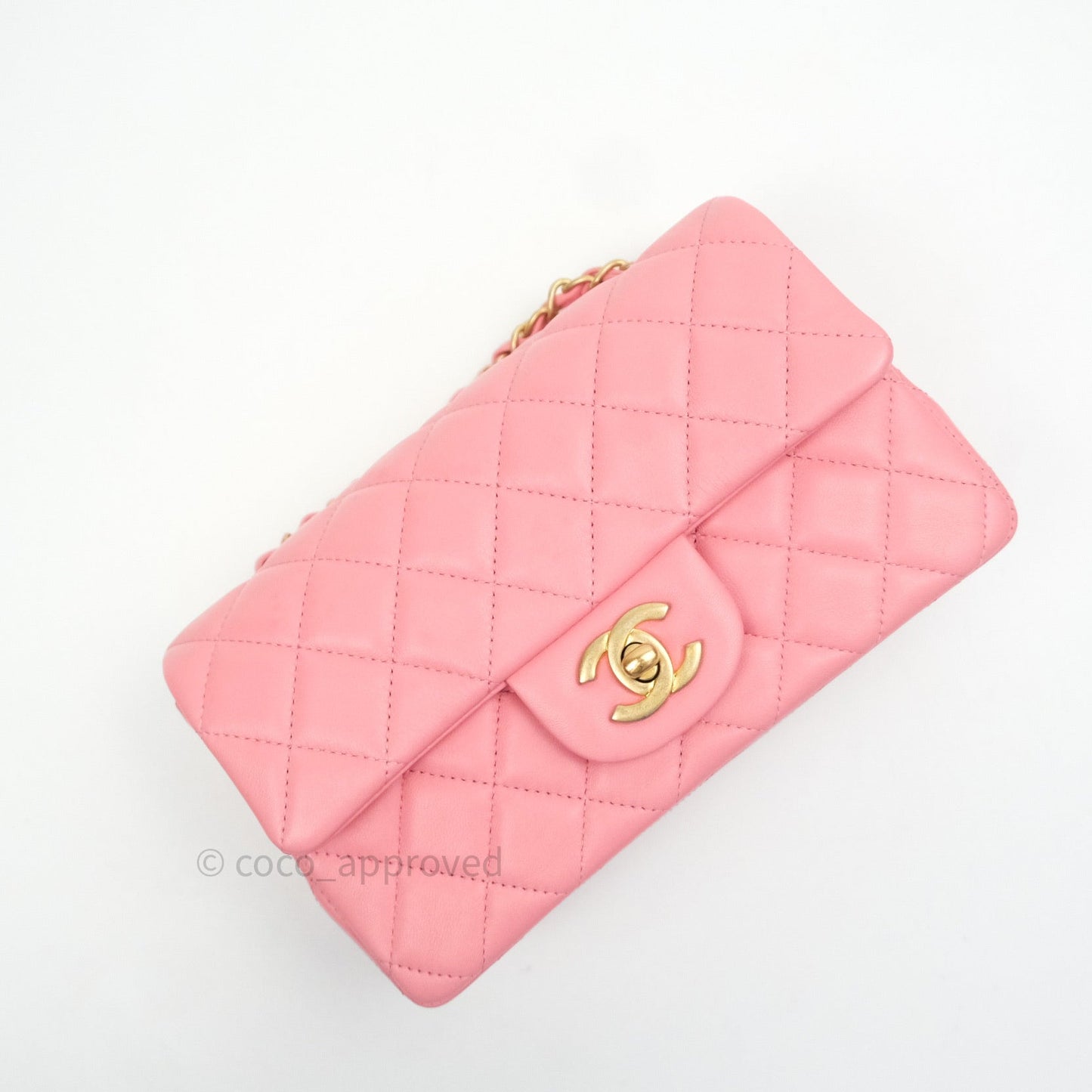 Chanel Quilted Mini Rectangular Pink Lambskin Gold Hardware
