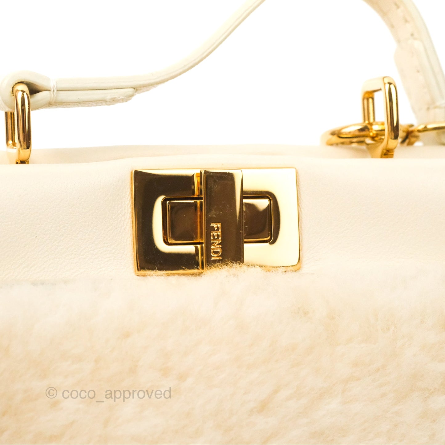 Fendi Micro Peekaboo Bag White Shearling Gold Hardware