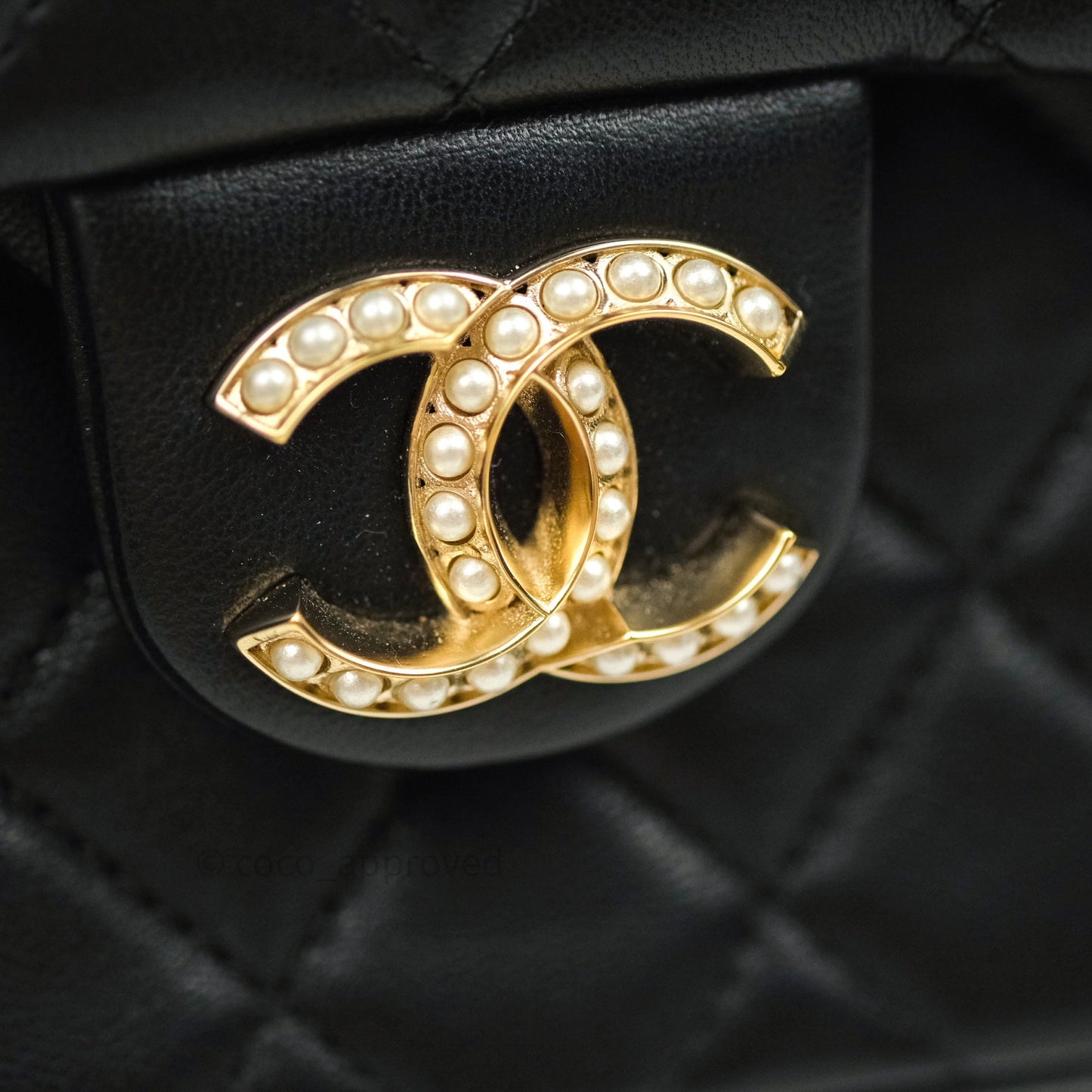 Chanel Quilted Medium Lambskin Westminster Pearl Flap Black