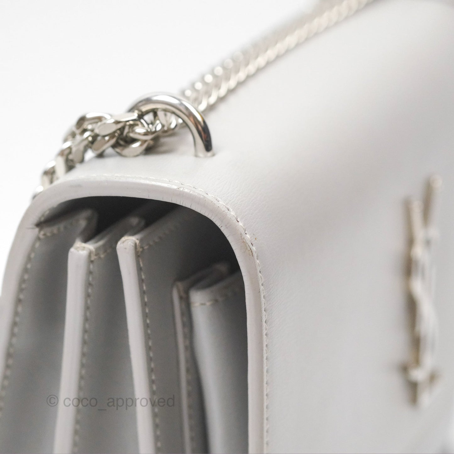 Saint Laurent Sunset Medium Light Grey Calfskin Silver Hardware