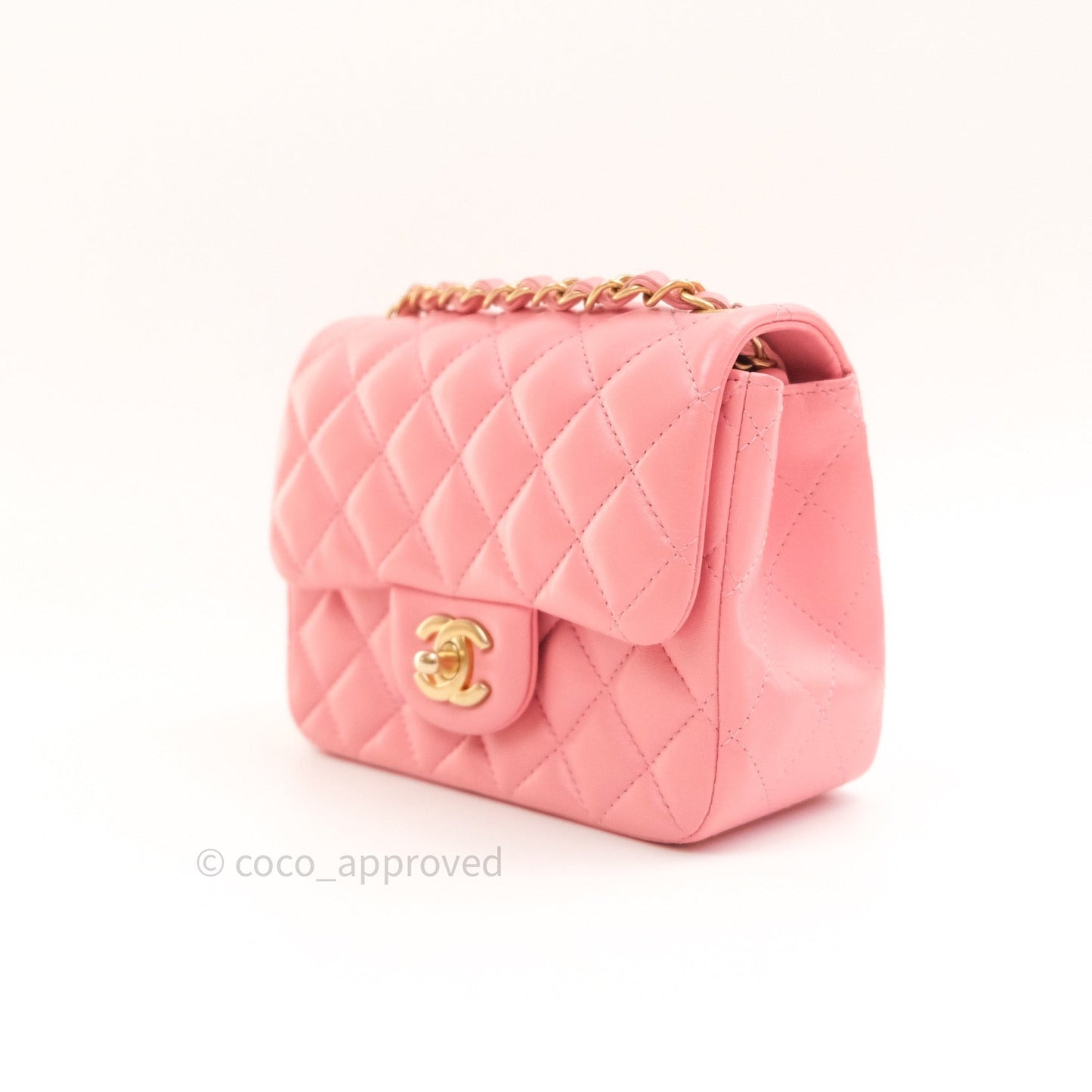Chanel Mini Square Pink Lambskin Gold Hardware