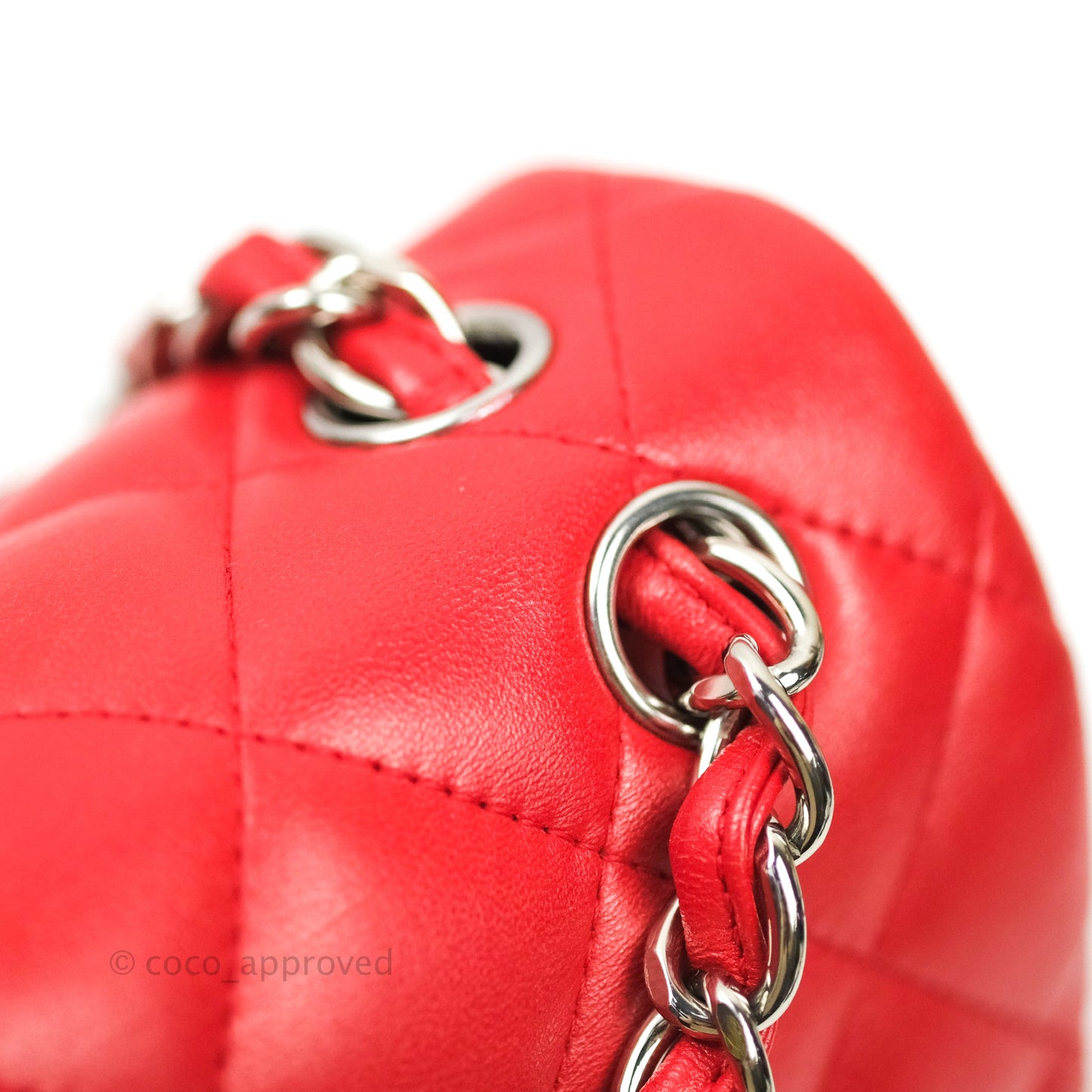 Chanel Jumbo Double Flap Red Lambskin Silver Hardware⁣⁣