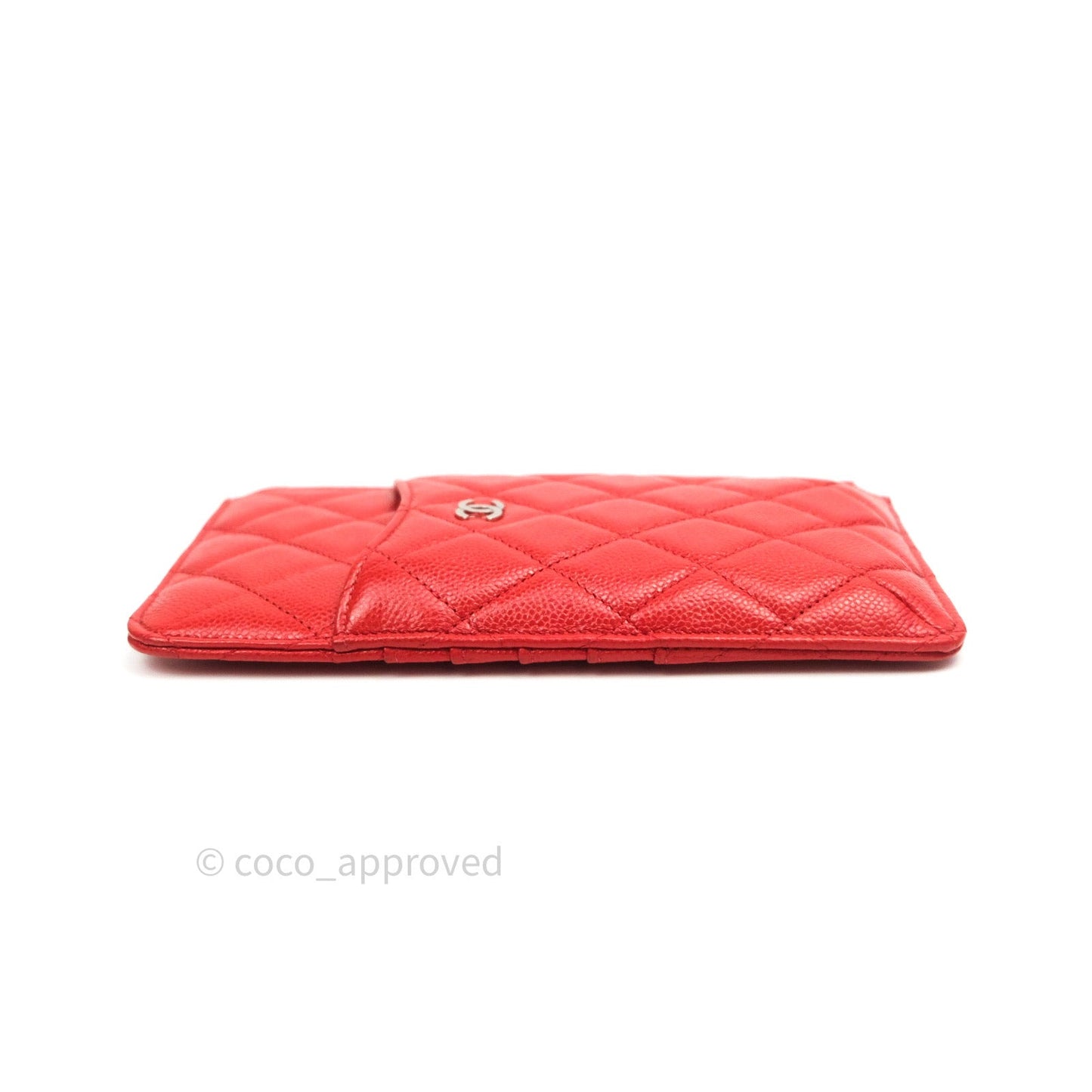 Chanel Red Caviar Phone Holder Long Zip Wallet