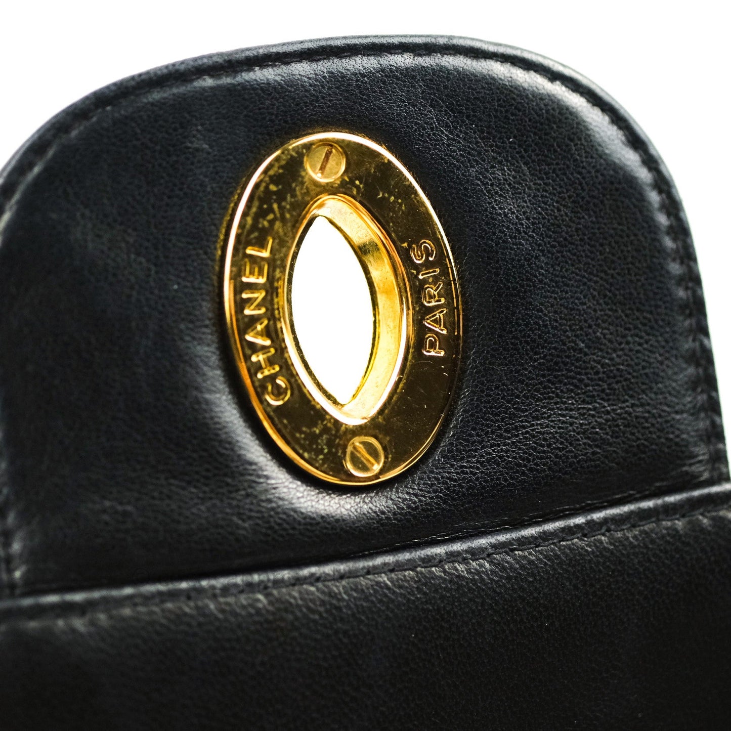 Chanel Vintage XL Jumbo Single Flap Black Lambskin 24K Gold Hardware