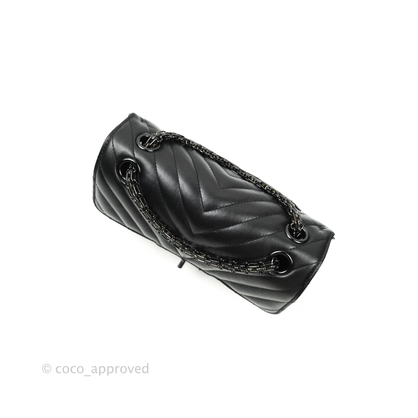 Chanel Mini Reissue 224 So Black Chevron Calfskin Black Hardware