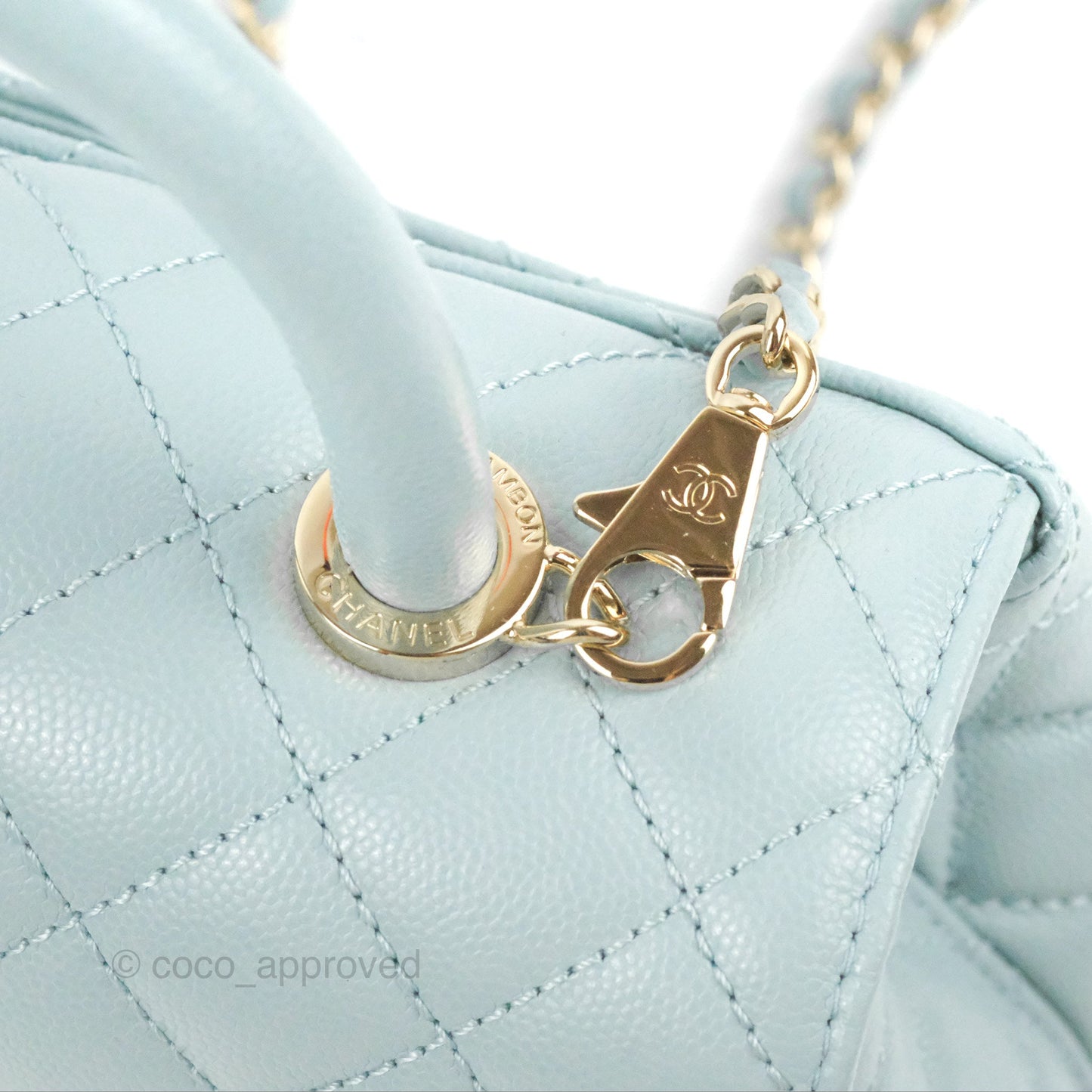 Chanel Small Coco Handle Blue Caviar Gold Hardware