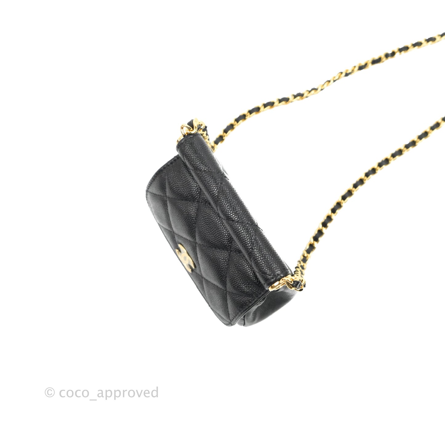 Chanel Clutch with Chain Black Caviar Gold Hardware 22K