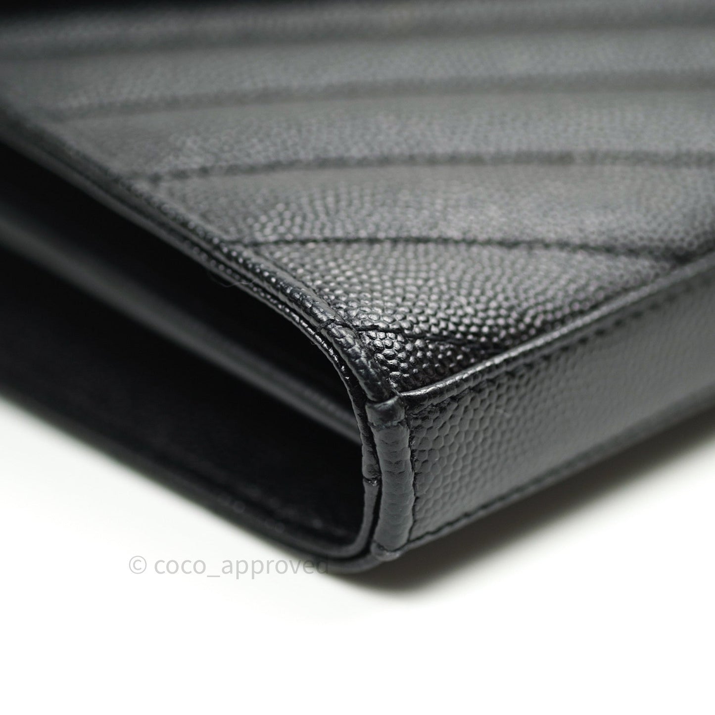 Saint Laurent Wallet on Chain Large in Black Grained Leather and Silver Hardware