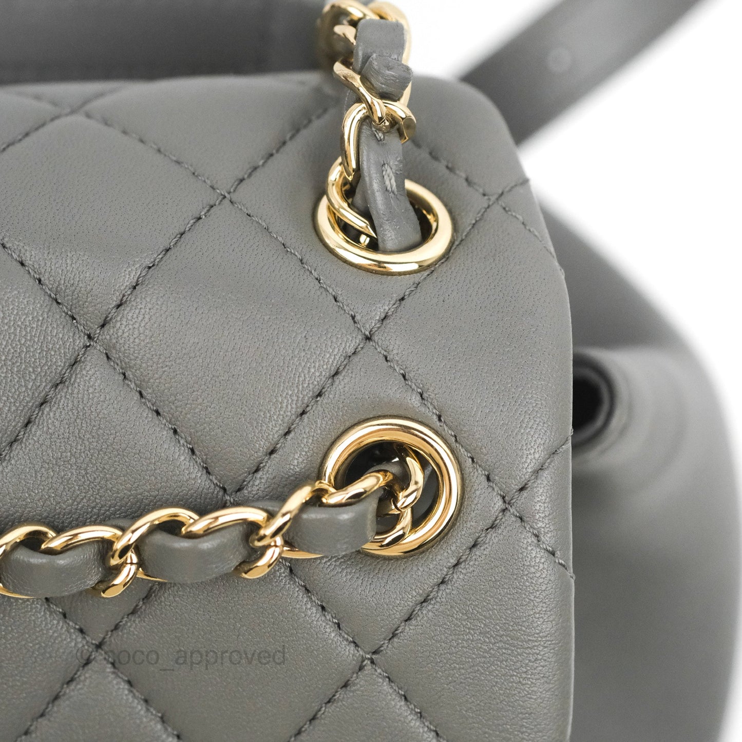 Chanel Quilted Small Duma Drawstring Backpack Grey Lambskin Gold Hardware 22A