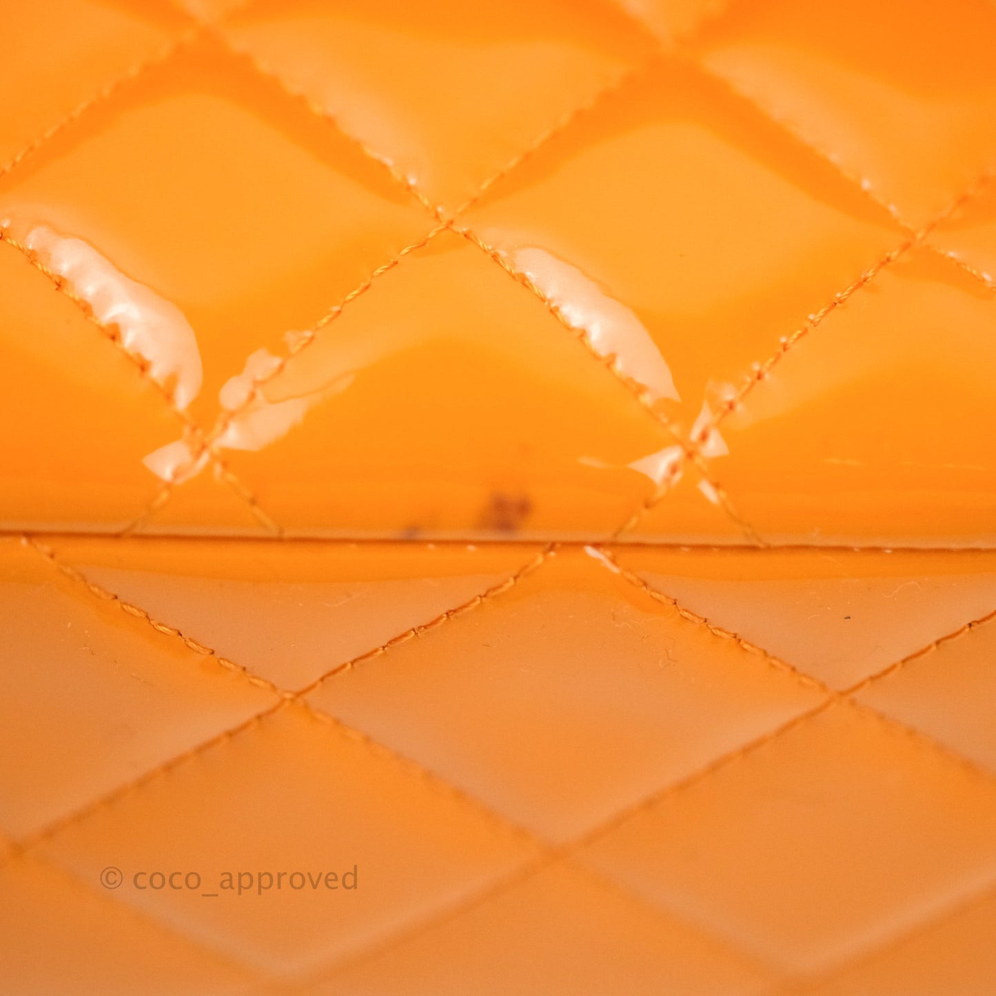 Chanel Classic M/L Medium Double Flap Orange Patent Silver Hardware