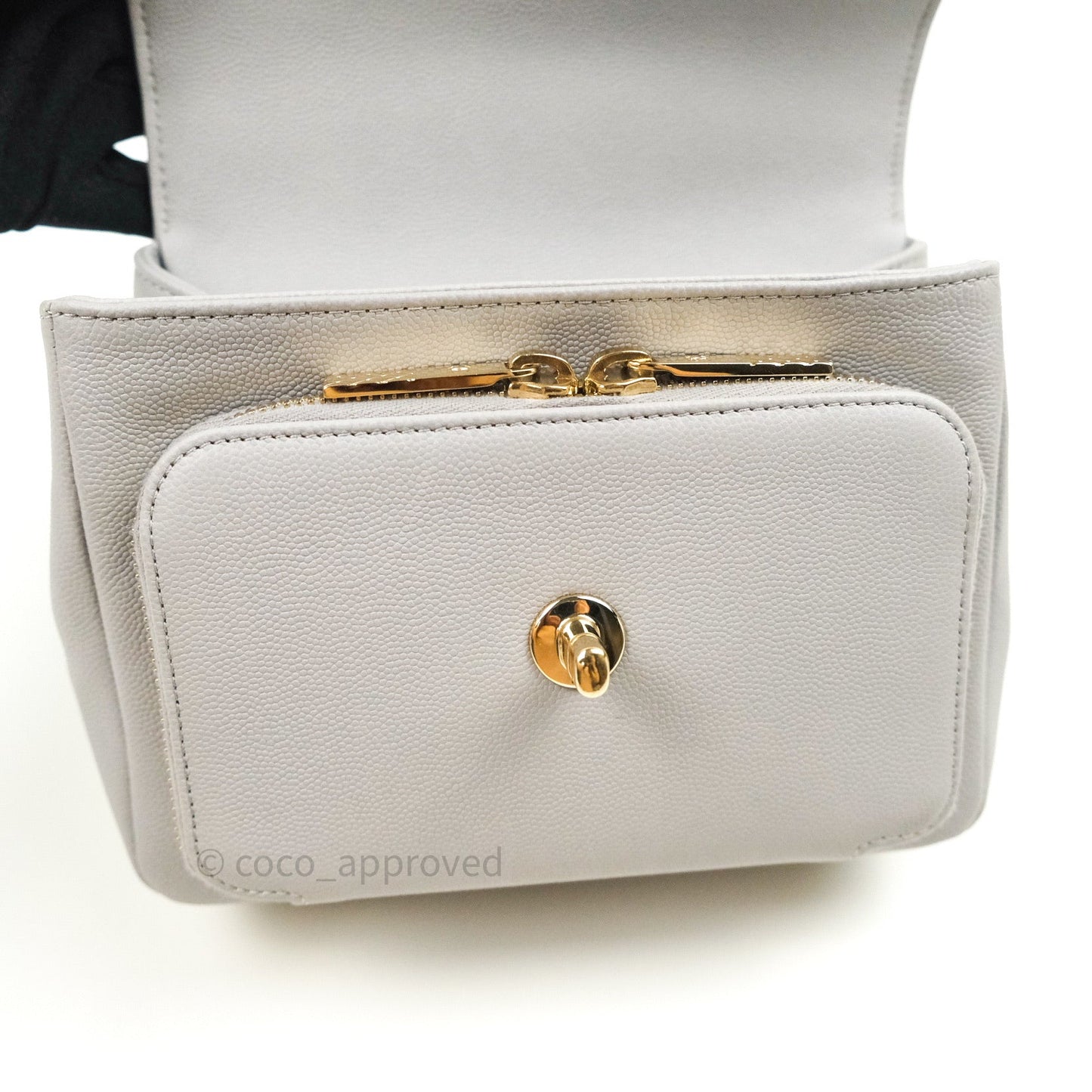 Chanel Caviar Quilted Small Business Affinity Flap Grey Light Gold Hardware