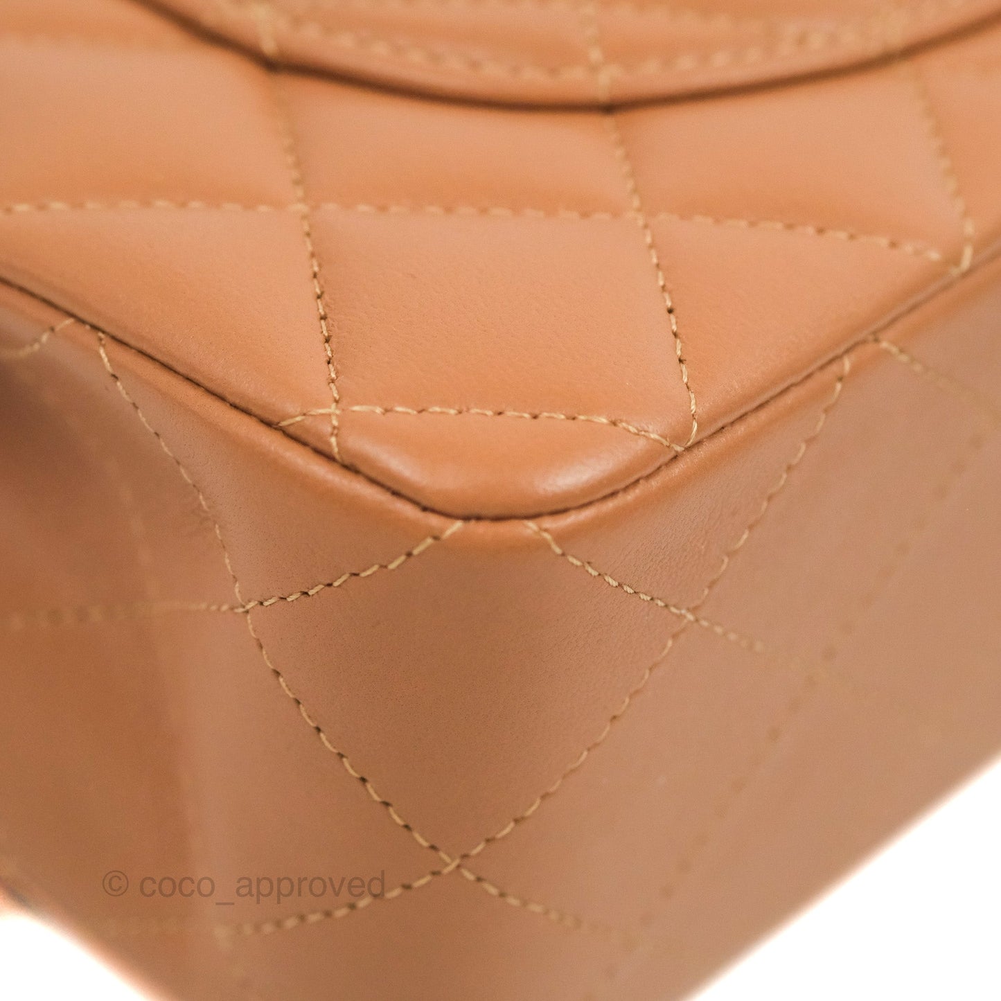 Chanel Small Classic Quilted Flap Dark Beige Caramel Lambskin Gold Hardware