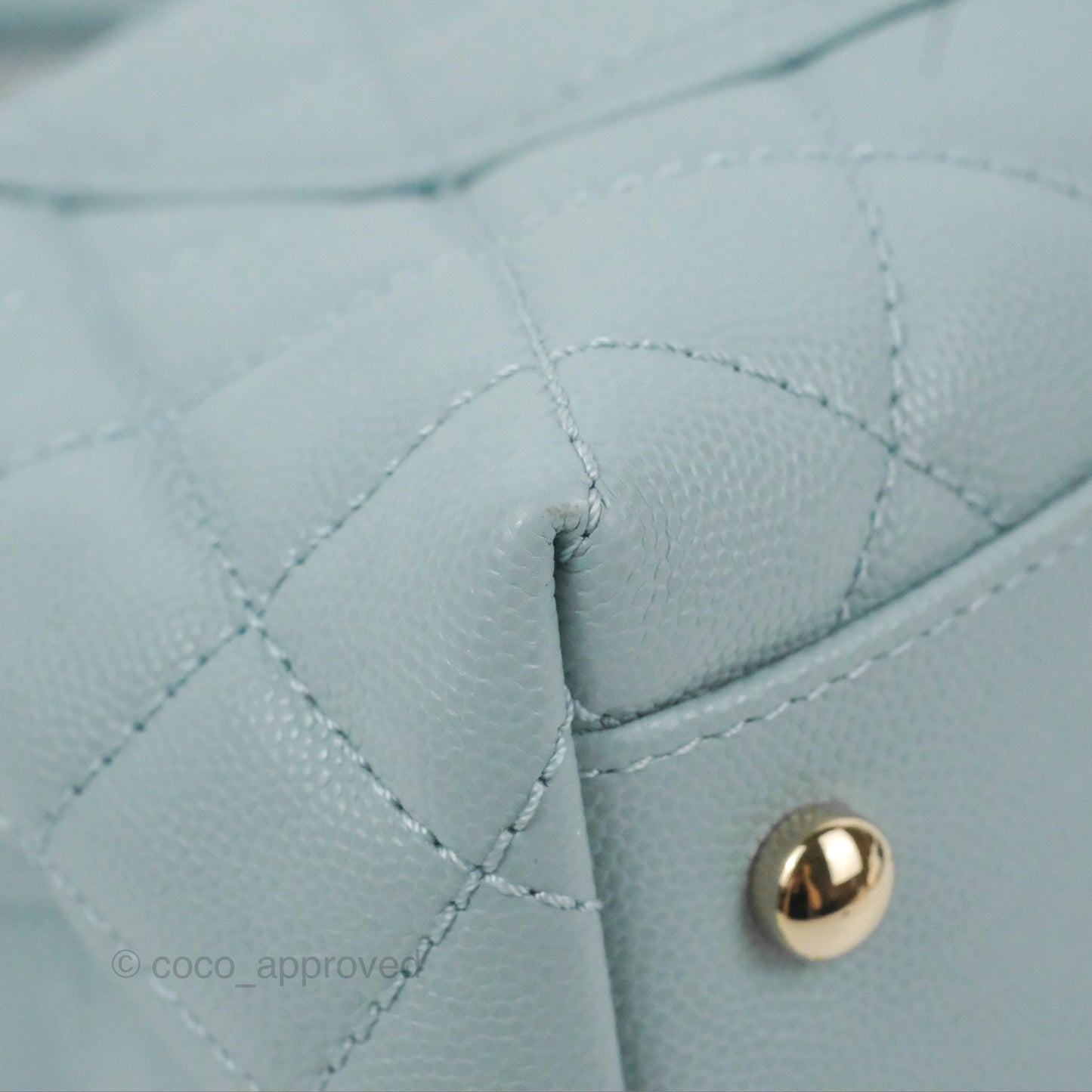 Chanel Small Coco Handle Blue Caviar Gold Hardware