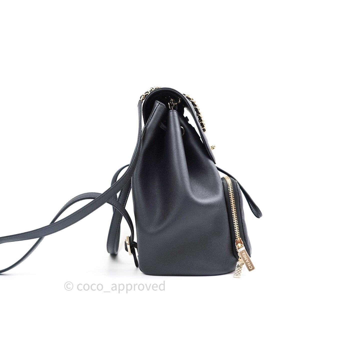 Chanel Quilted Business Affinity Backpack Black Caviar Light Gold Hardware