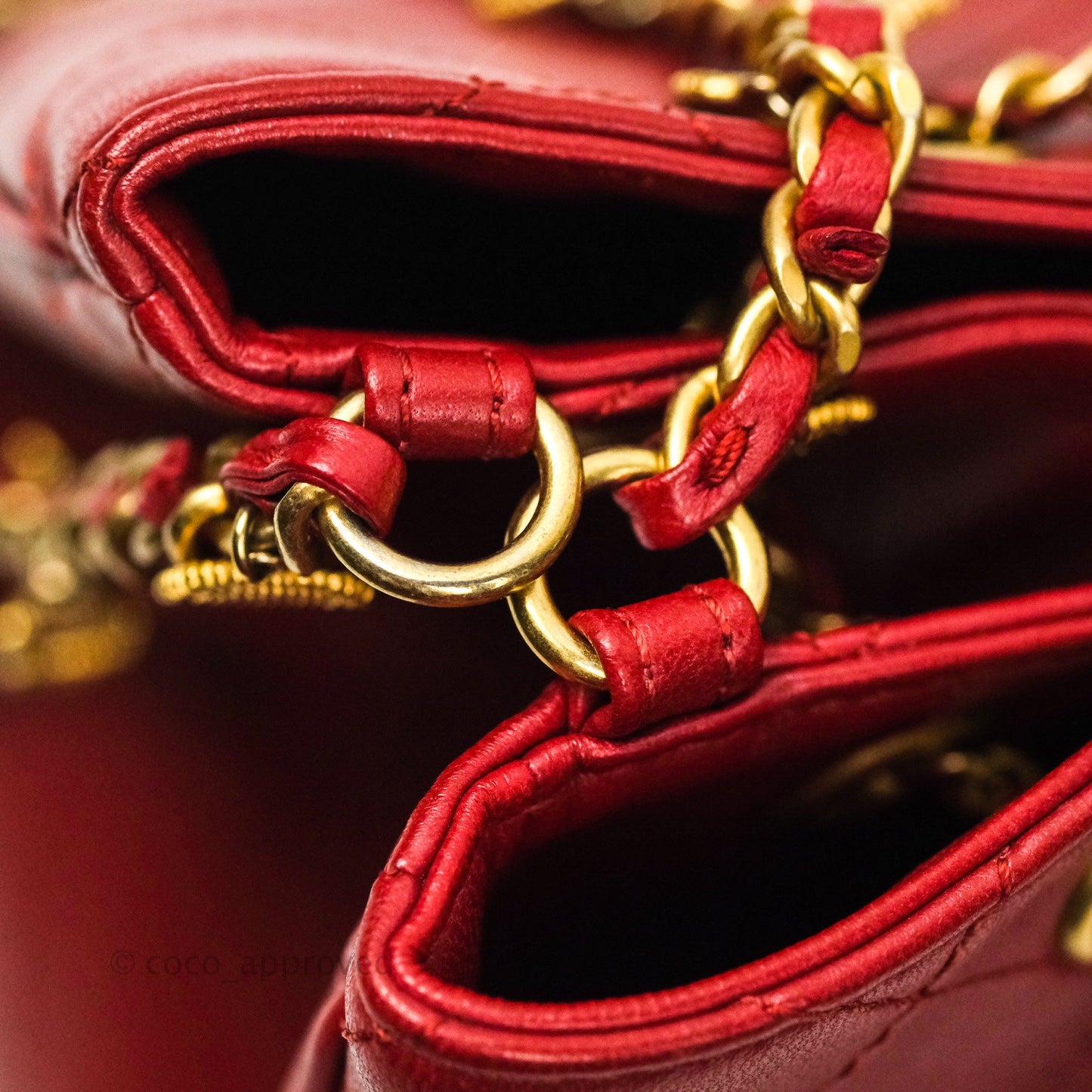Chanel Egyptian Amulet Drawstring Bag Red Calfskin Stitched