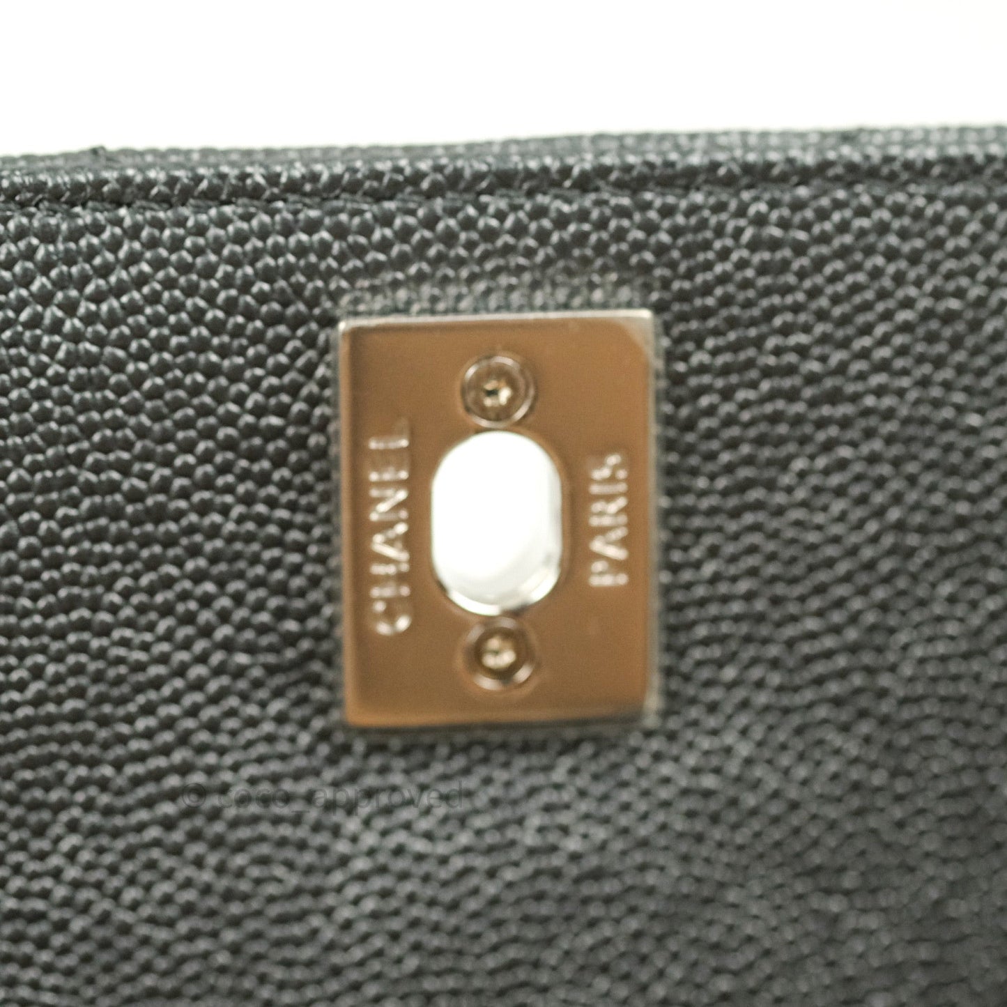 Chanel Coco Handle Chevron Mini Dark Grey Caviar Quilted Dark Silver Hardware