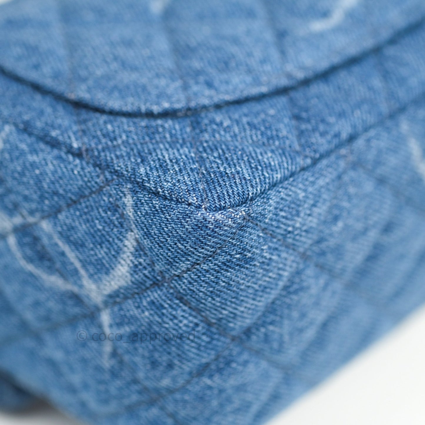 Chanel Mini Square Blue Denim Silver Hardware