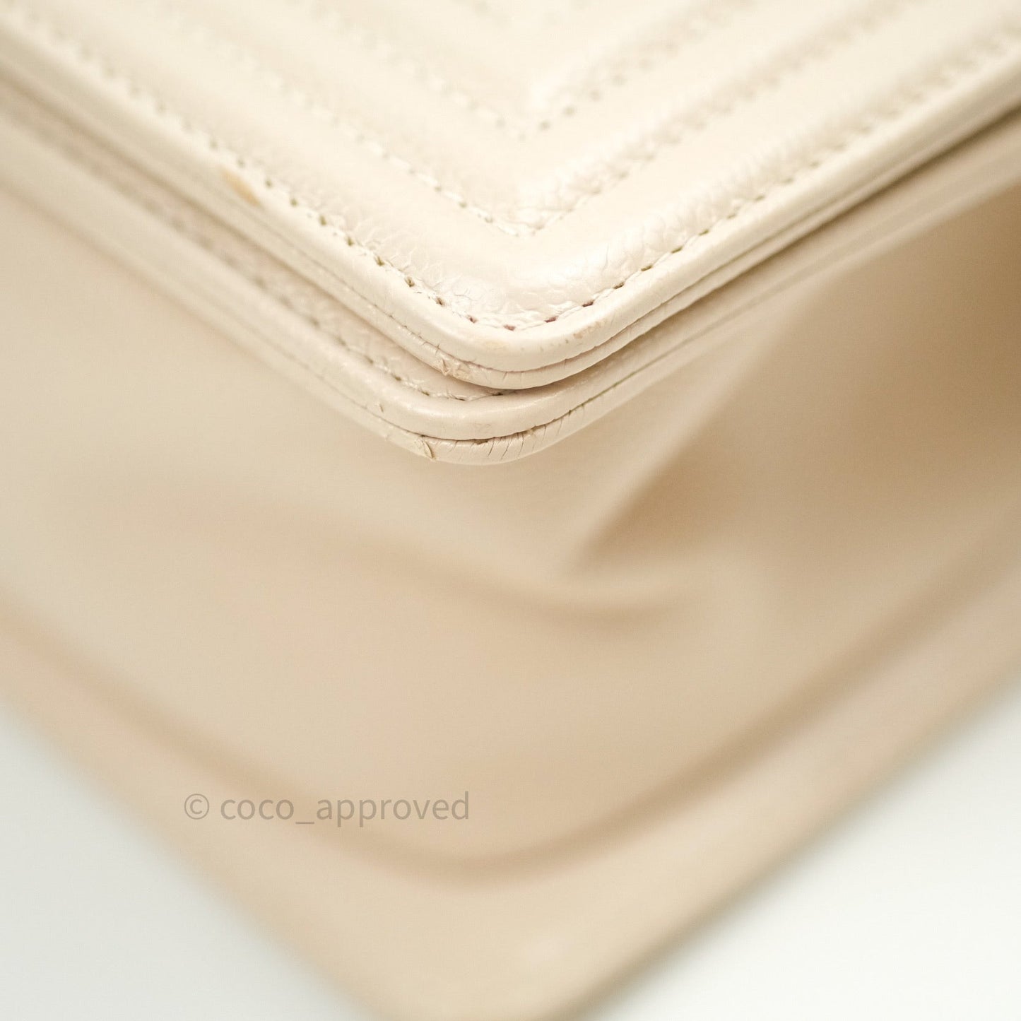 Chanel Boy Chevron Medium Beige Caviar Gold Hardware