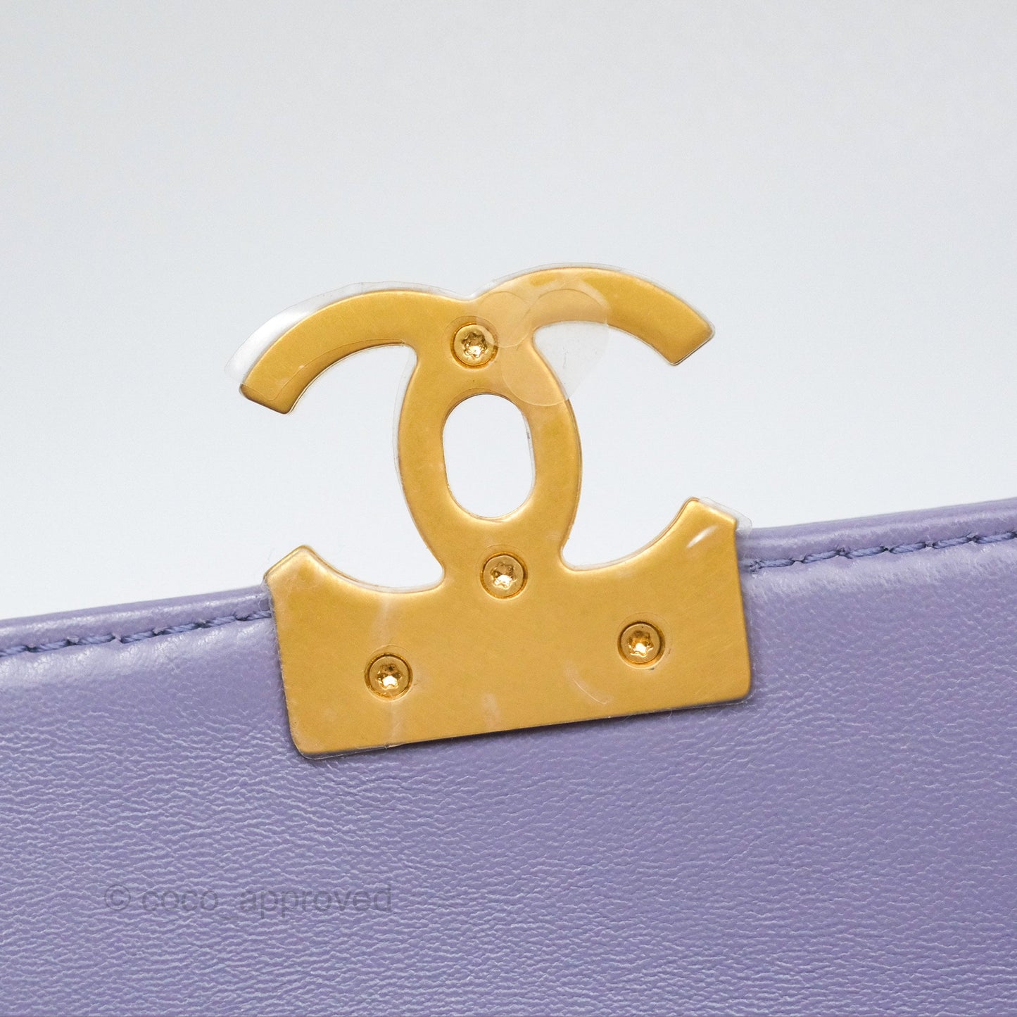 Chanel Crystal Pearl Chain Mini Flap Bag Purple Lambskin Aged Gold Hardware