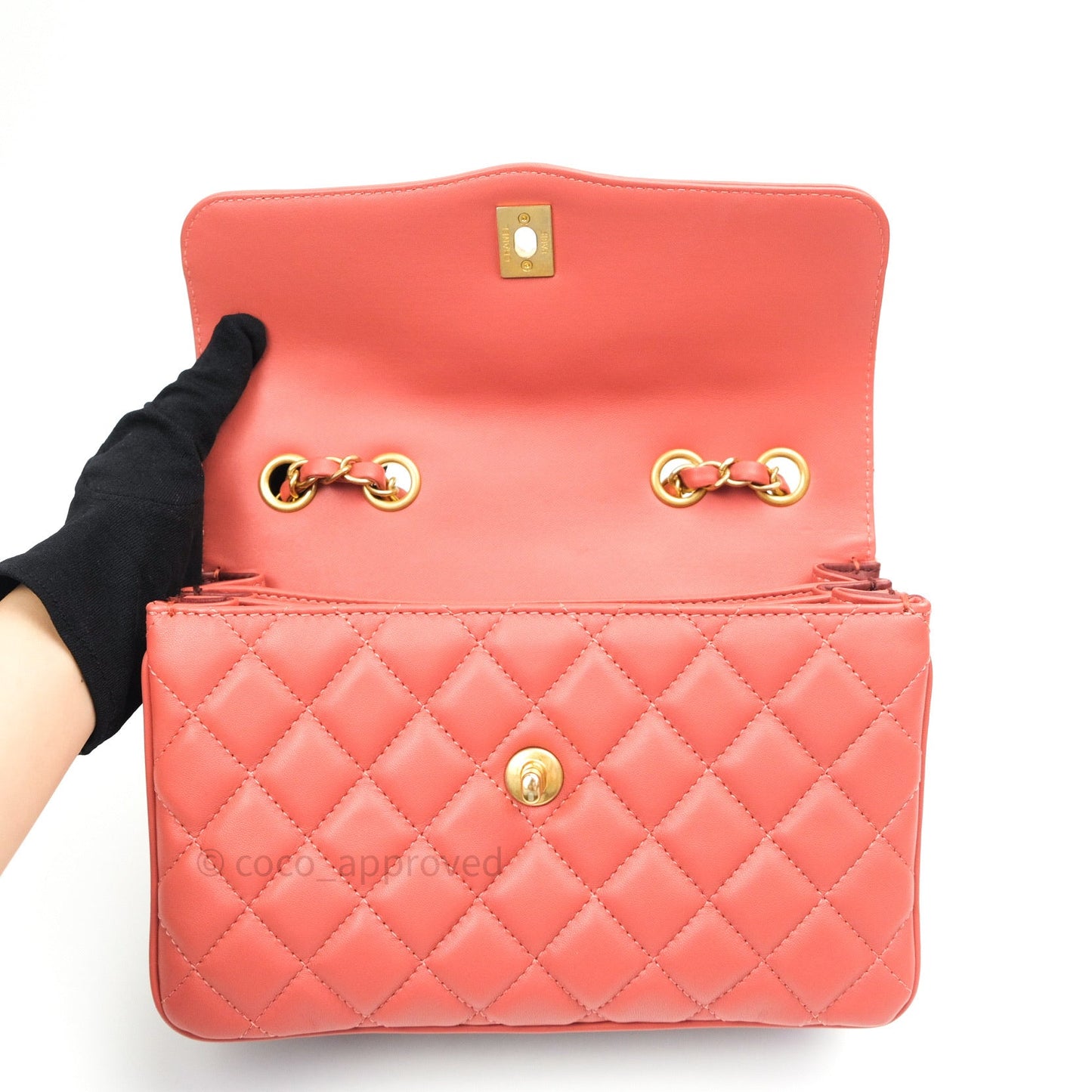 Chanel Coco Vintage Flap Bag Peachy Beige Lambskin Gold Hardware 18C