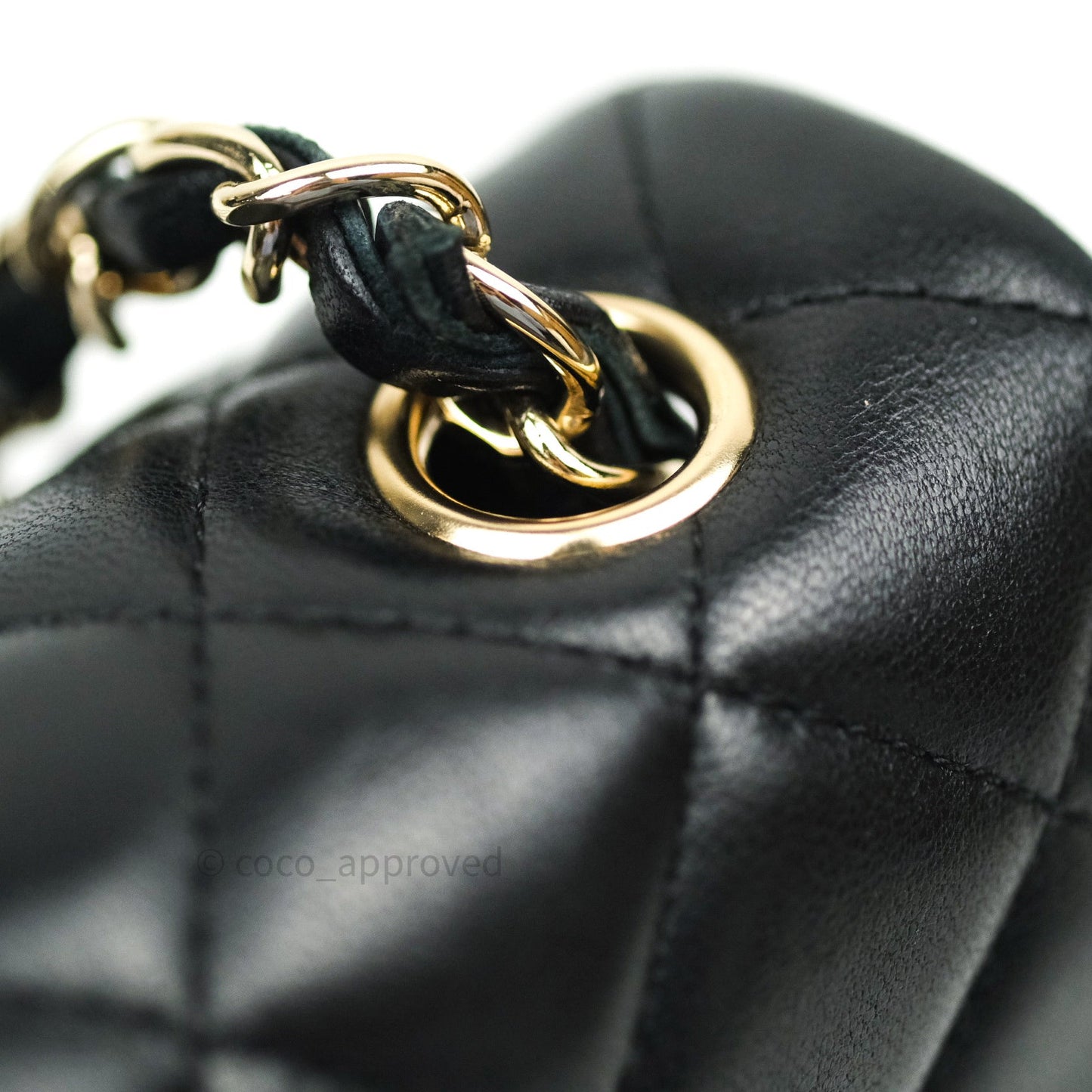 Chanel Quilted Mini Rectangular Black Lambskin Gold Hardware