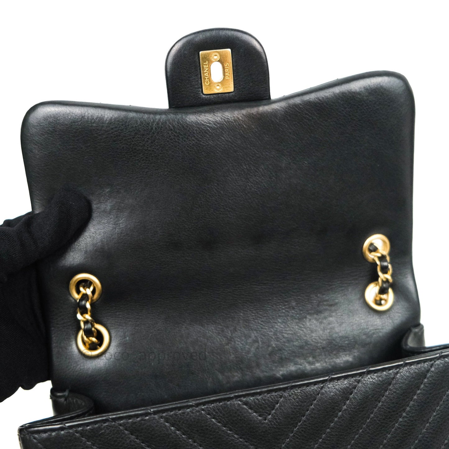Chanel Chevron Rock The Corner Mini Black Calfskin Gold Hardware 18A