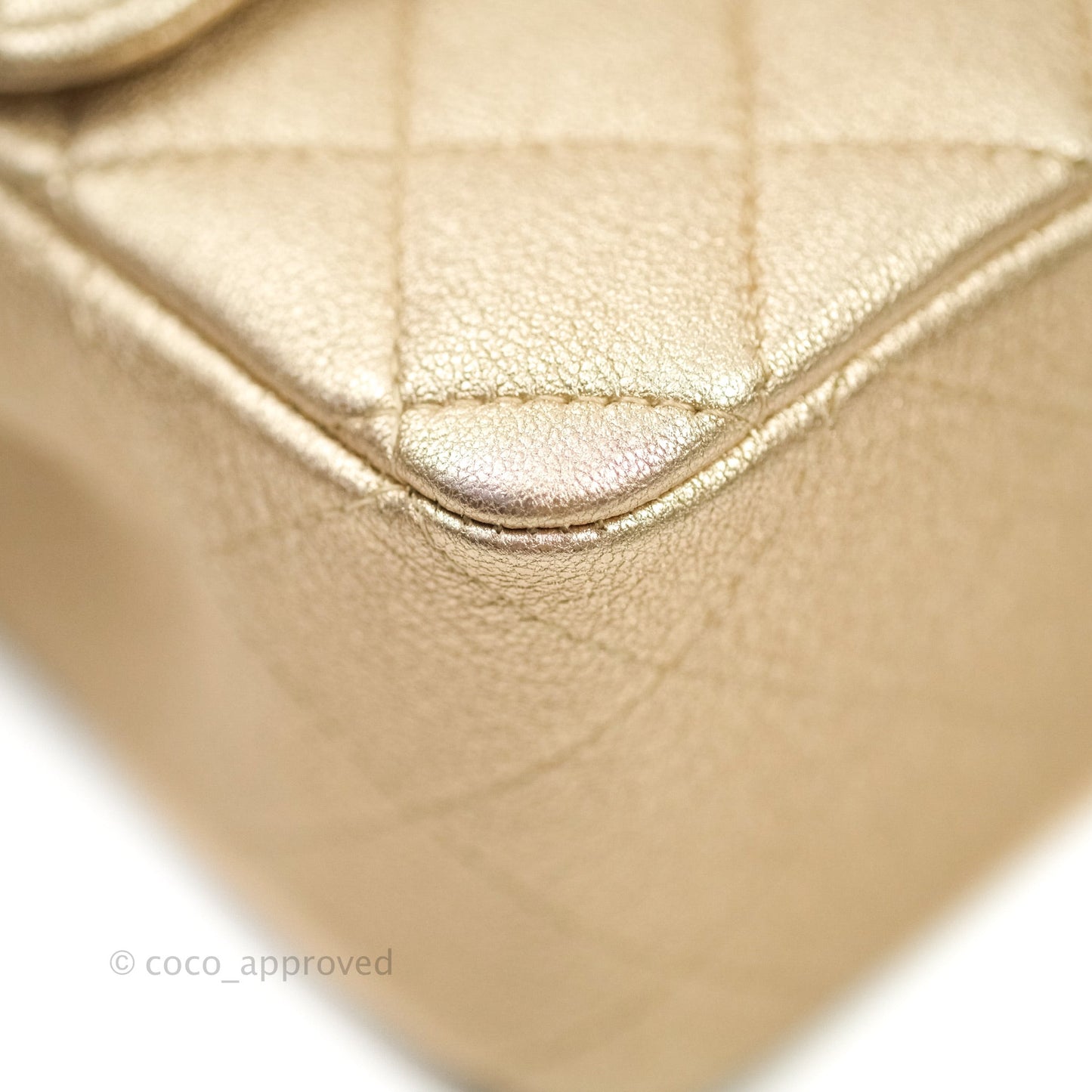 Chanel Quilted Mini Rectangular Metallic Champagne Gold Lambskin Gold Hardware