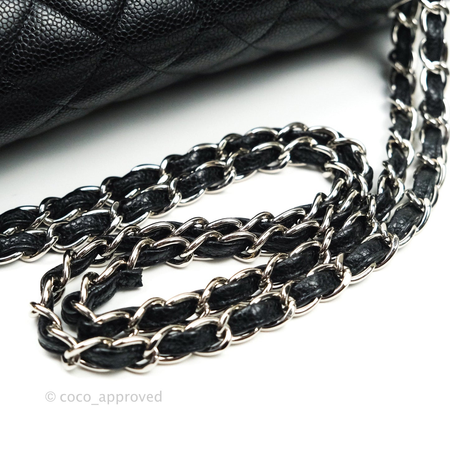 Chanel Quilted Maxi Single Flap Black Caviar Silver Hardware