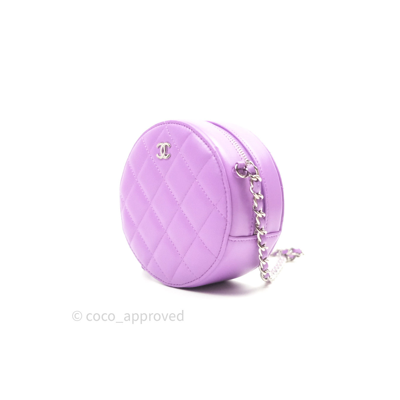 Chanel Round Circle Bag Purple Silver Hardware