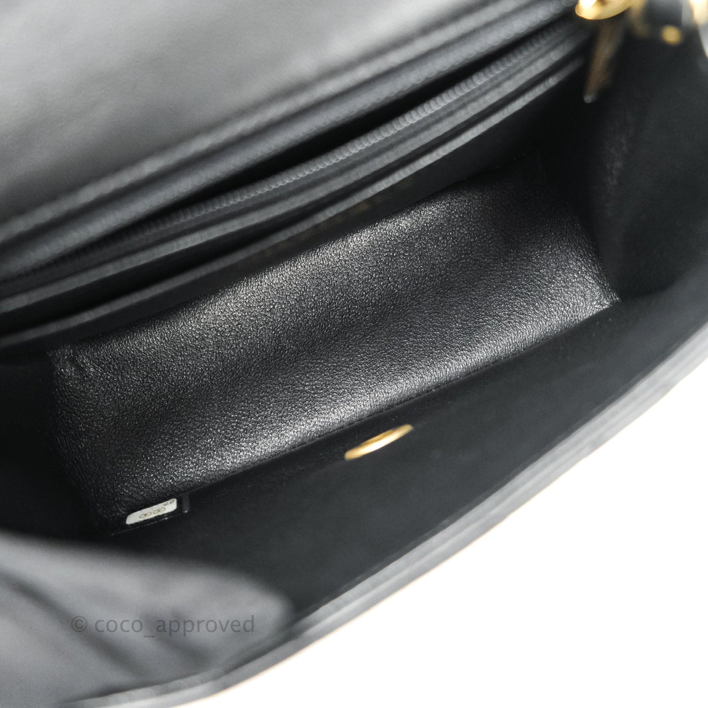 Chanel Mini Square Black Lambskin Aged Gold Hardware