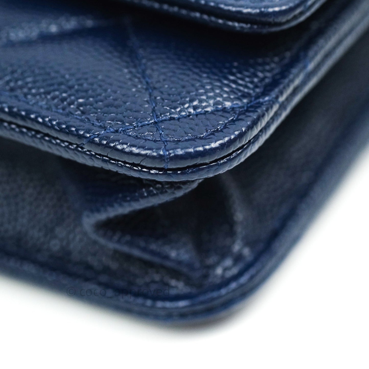 Chanel Quilted Wallet on Chain WOC Navy Caviar Gold Hardware