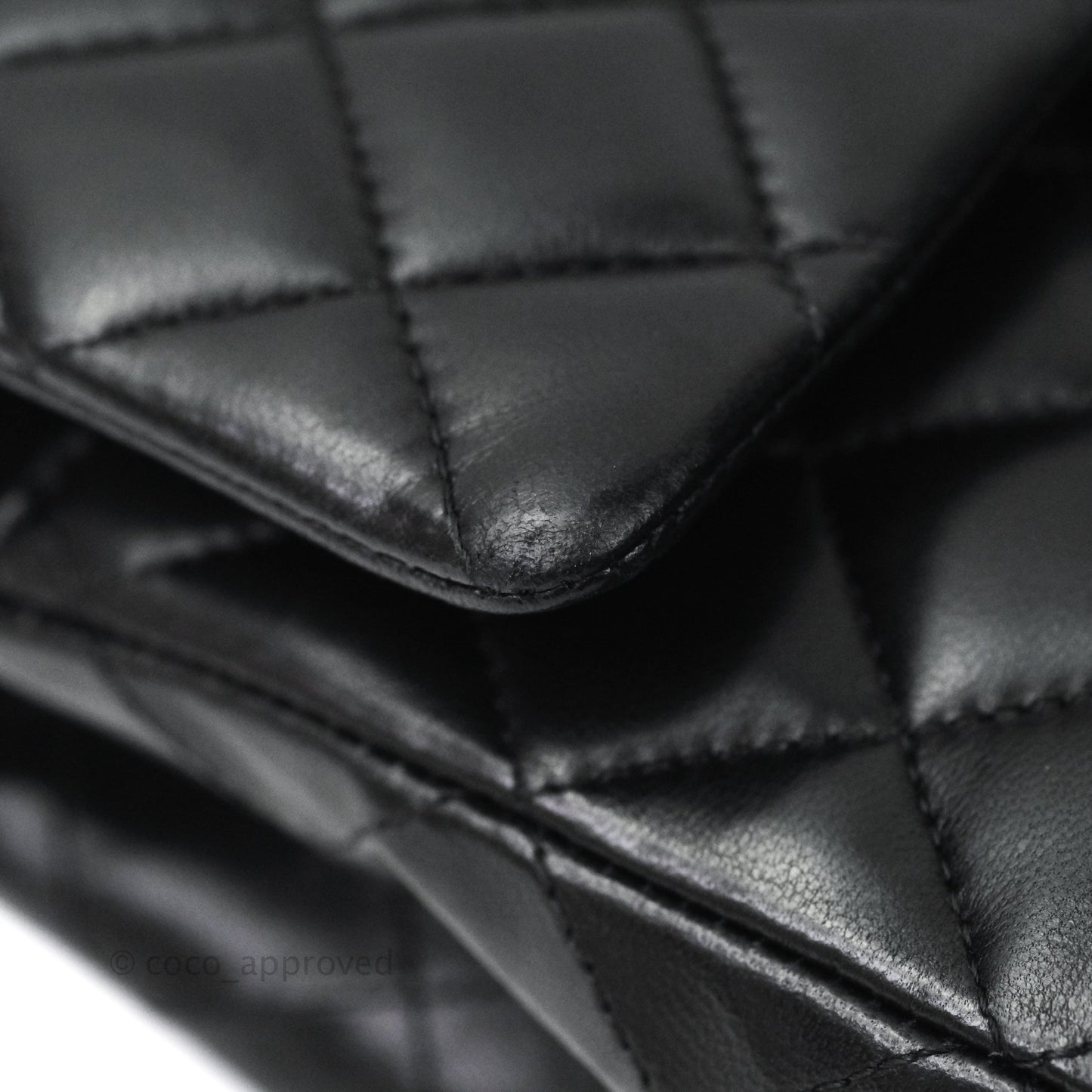 Chanel Classic M/L Medium Double Flap Bag Black Lambskin Gold Hardware