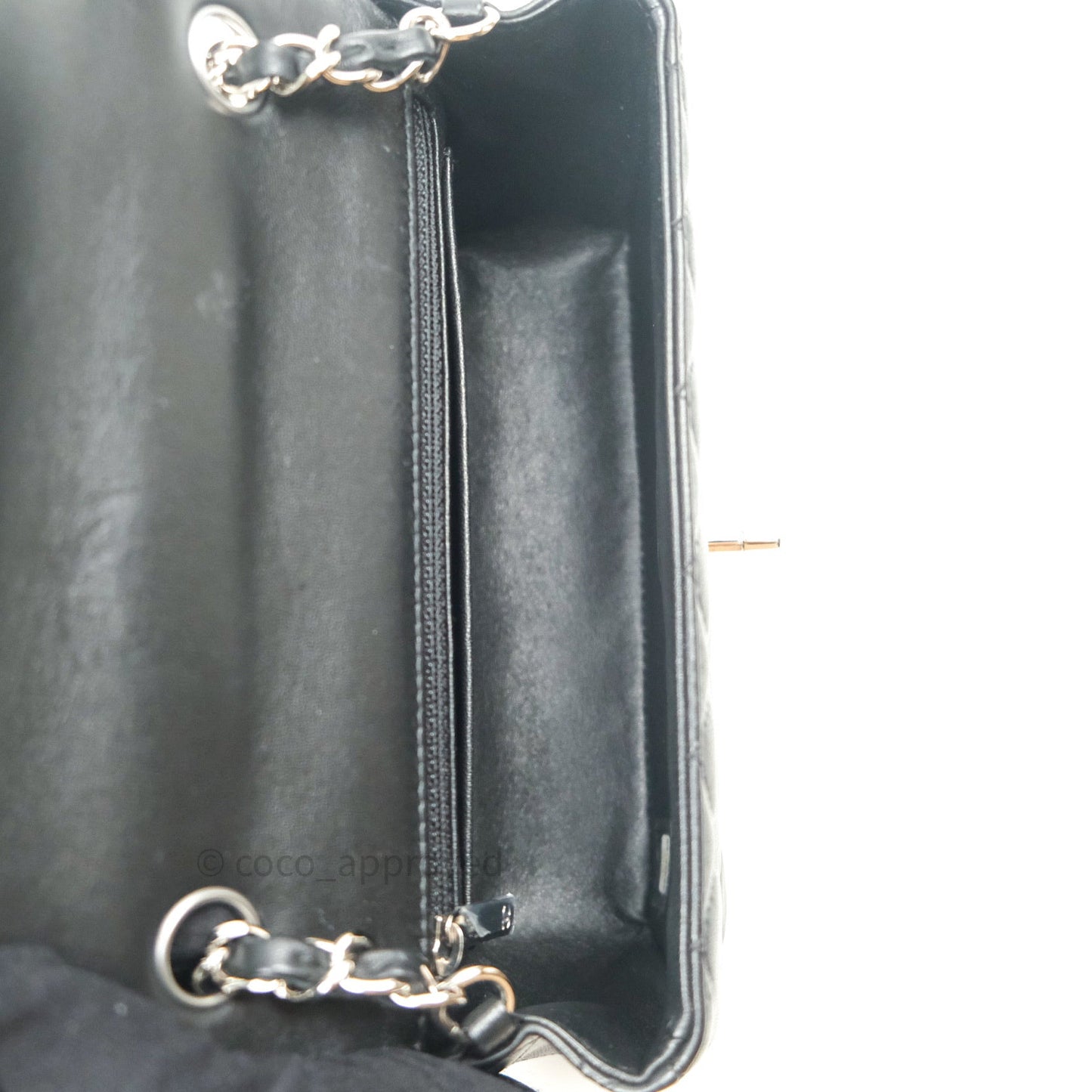 Chanel Quilted Mini Rectangular Black Lambskin Silver Hardware