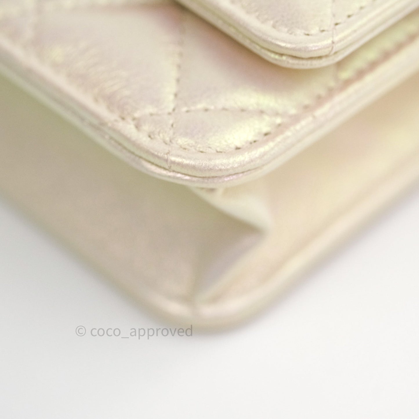 Chanel Quilted Wallet on Chain WOC Iridescent Ivory Gold Hardware 20A