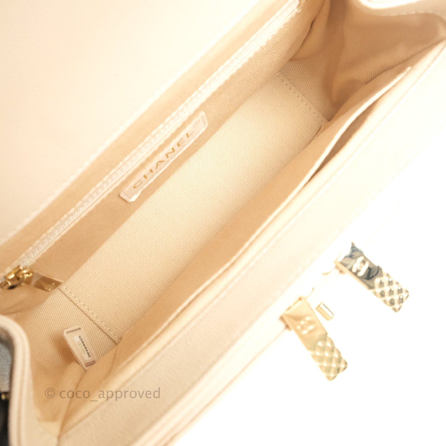 Chanel Quilted Medium Business Affinity Flap Beige Caviar Gold Hardware