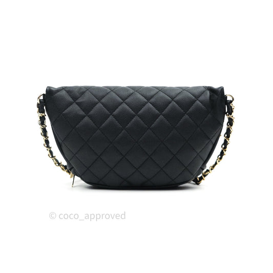 Chanel Quilted Business Affinity Waist Belt Bag Black Caviar Gold Hardware