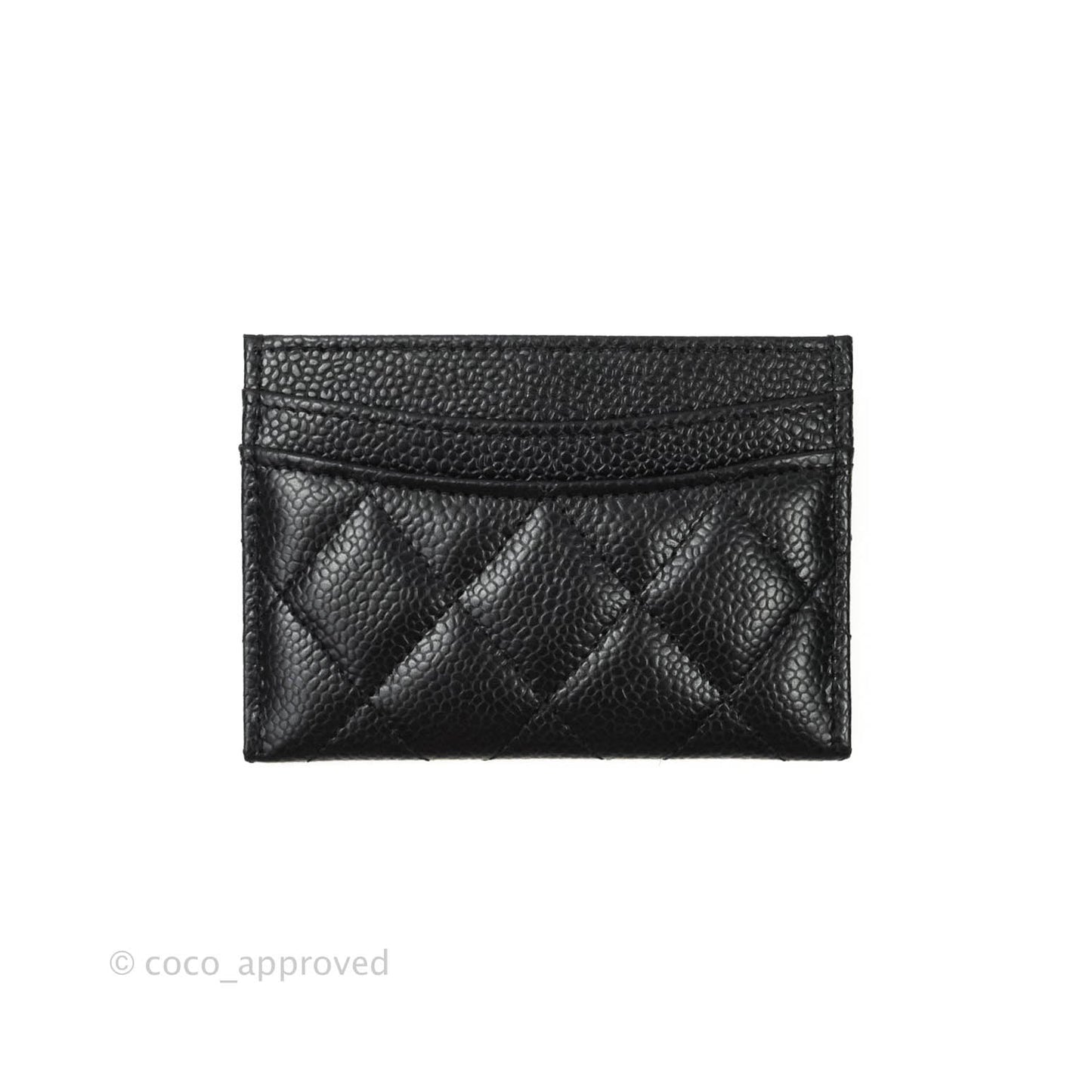 Chanel Black Classic Caviar Flat Card Holder Gold Hardware