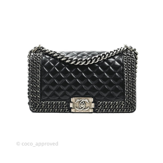 Chanel Quilted Chain Around Medium Aged Glazed Calfskin Boy Ruthenium Hardware